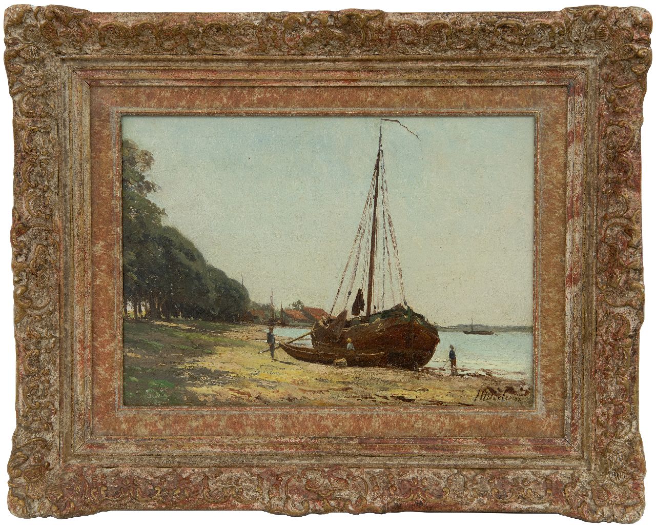 Doeleman J.H. | Johan Hendrik Doeleman | Schilderijen te koop aangeboden | Platbodem bij eb, olieverf op paneel 19,6 x 28,0 cm, gesigneerd rechtsonder Doeleman J.H. | Johan Hendrik Doeleman | Schilderijen te koop aangeboden | Platbodem bij eb, olieverf op paneel 19,6 x 28,0 cm, gesigneerd rechtsonder