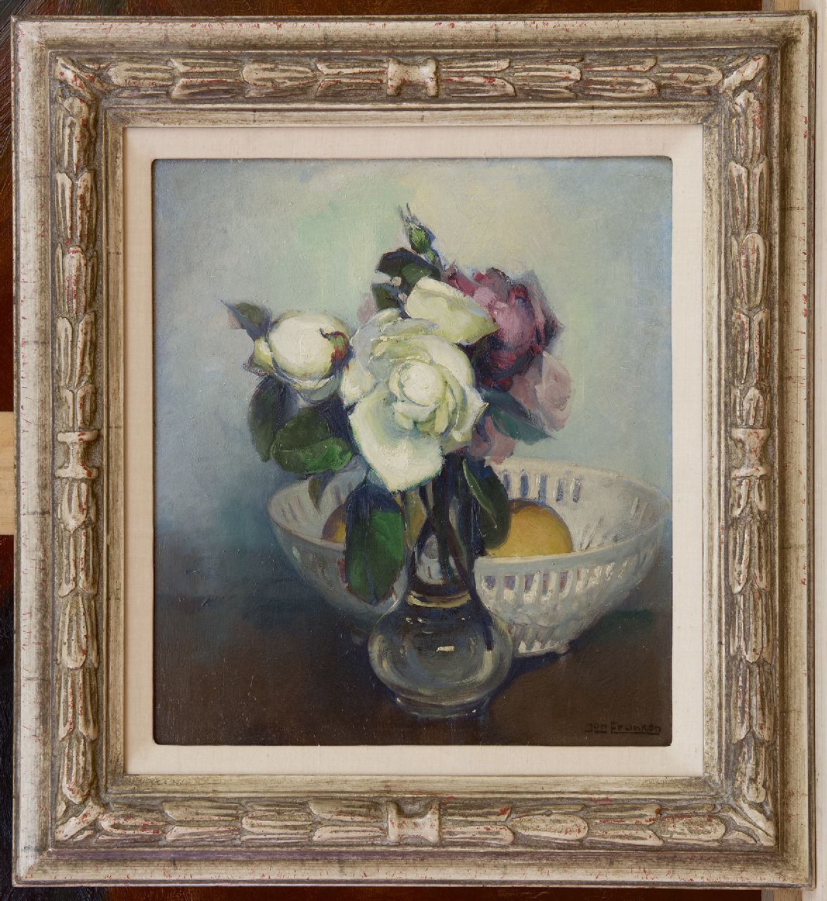 Franken J.H. | Joannes Henricus 'Jan' Franken | Schilderijen te koop aangeboden | Bloemstilleven, olieverf op paneel 29,0 x 25,5 cm, gesigneerd rechtsonder en zonder lijst Franken J.H. | Joannes Henricus 'Jan' Franken | Schilderijen te koop aangeboden | Bloemstilleven, olieverf op paneel 29,0 x 25,5 cm, gesigneerd rechtsonder en zonder lijst