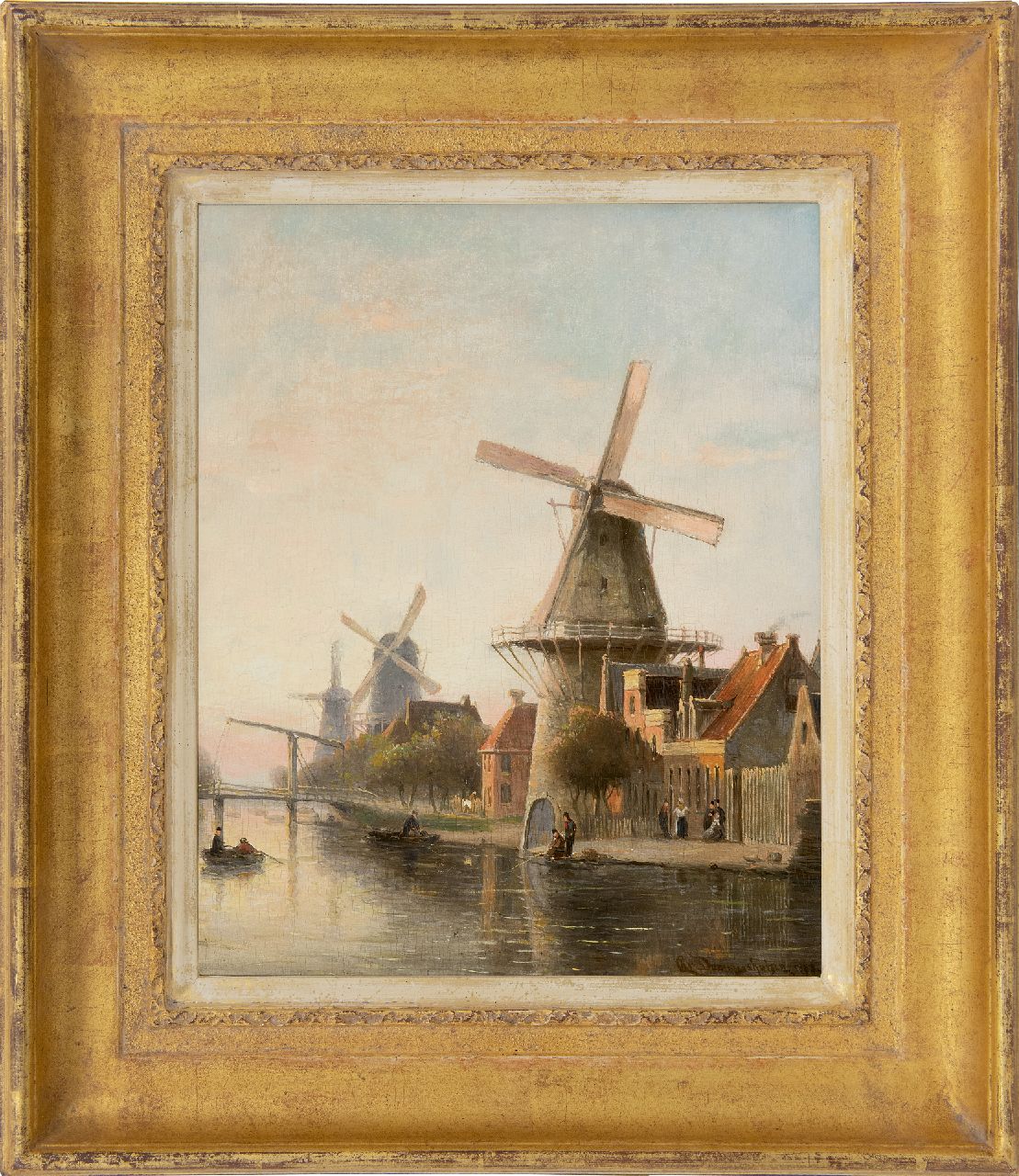 Dommelshuizen C.C.  | Cornelis Christiaan Dommelshuizen, Korenmolen De Rosenboom aan de Overtoom, Amsterdam, olieverf op paneel 28,4 x 23,0 cm, gesigneerd rechtsonder en onduidelijk gedateerd 189[?]8