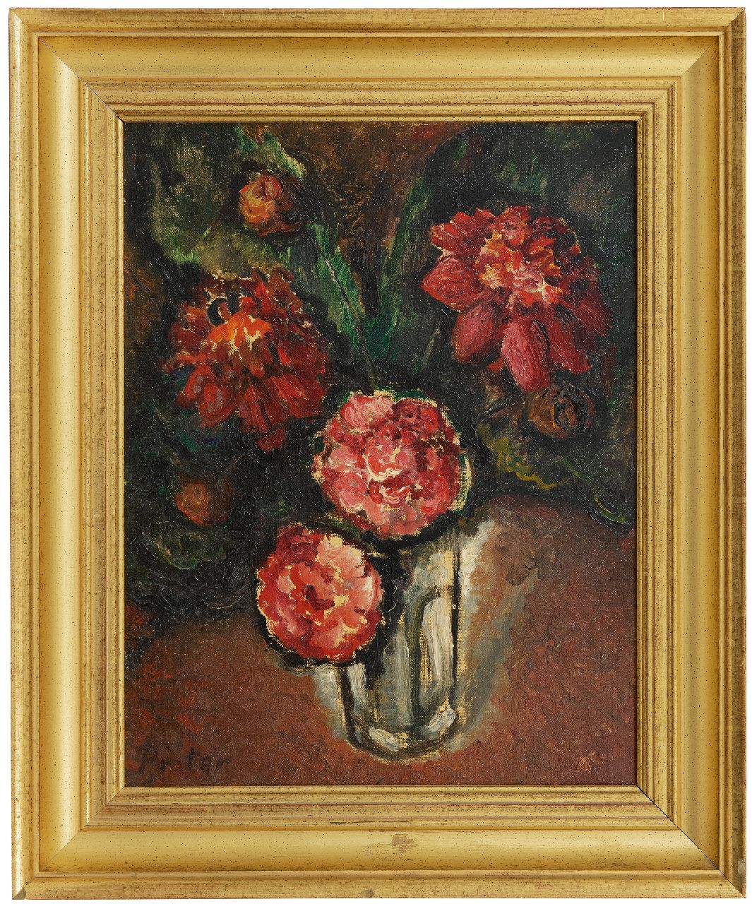 Praetere J. De | Jules De Praetere | Schilderijen te koop aangeboden | Rode bloemen, olieverf op doek 45,7 x 34,7 cm, gesigneerd linksonder Praetere J. De | Jules De Praetere | Schilderijen te koop aangeboden | Rode bloemen, olieverf op doek 45,7 x 34,7 cm, gesigneerd linksonder