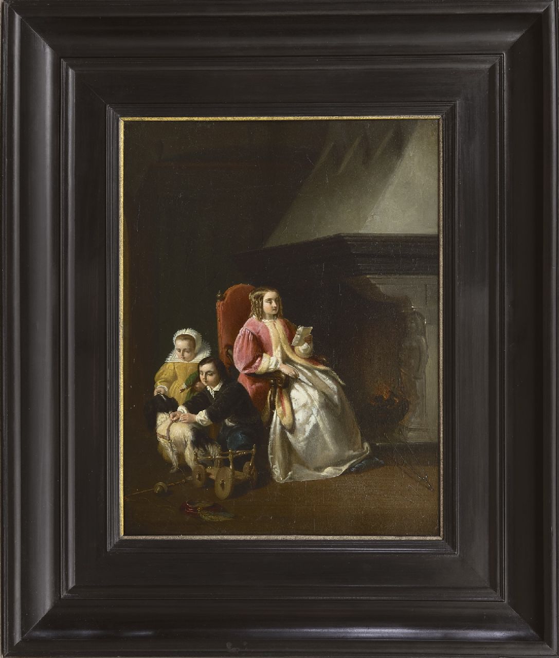 Vaarberg J.C. | Joannes Christoffel Vaarberg | Schilderijen te koop aangeboden | Moeder met kinderen bij een haard, olieverf op paneel 29,5 x 22,6 cm, gesigneerd linksonder en gedateerd '60 Vaarberg J.C. | Joannes Christoffel Vaarberg | Schilderijen te koop aangeboden | Moeder met kinderen bij een haard, olieverf op paneel 29,5 x 22,6 cm, gesigneerd linksonder en gedateerd '60
