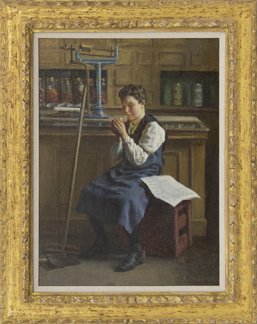 Vermehren S. | Sophus Vermehren | Schilderijen te koop aangeboden | Rustpauze, olieverf op doek 53,3 x 38,8 cm, gesigneerd rechtsonder Vermehren S. | Sophus Vermehren | Schilderijen te koop aangeboden | Rustpauze, olieverf op doek 53,3 x 38,8 cm, gesigneerd rechtsonder