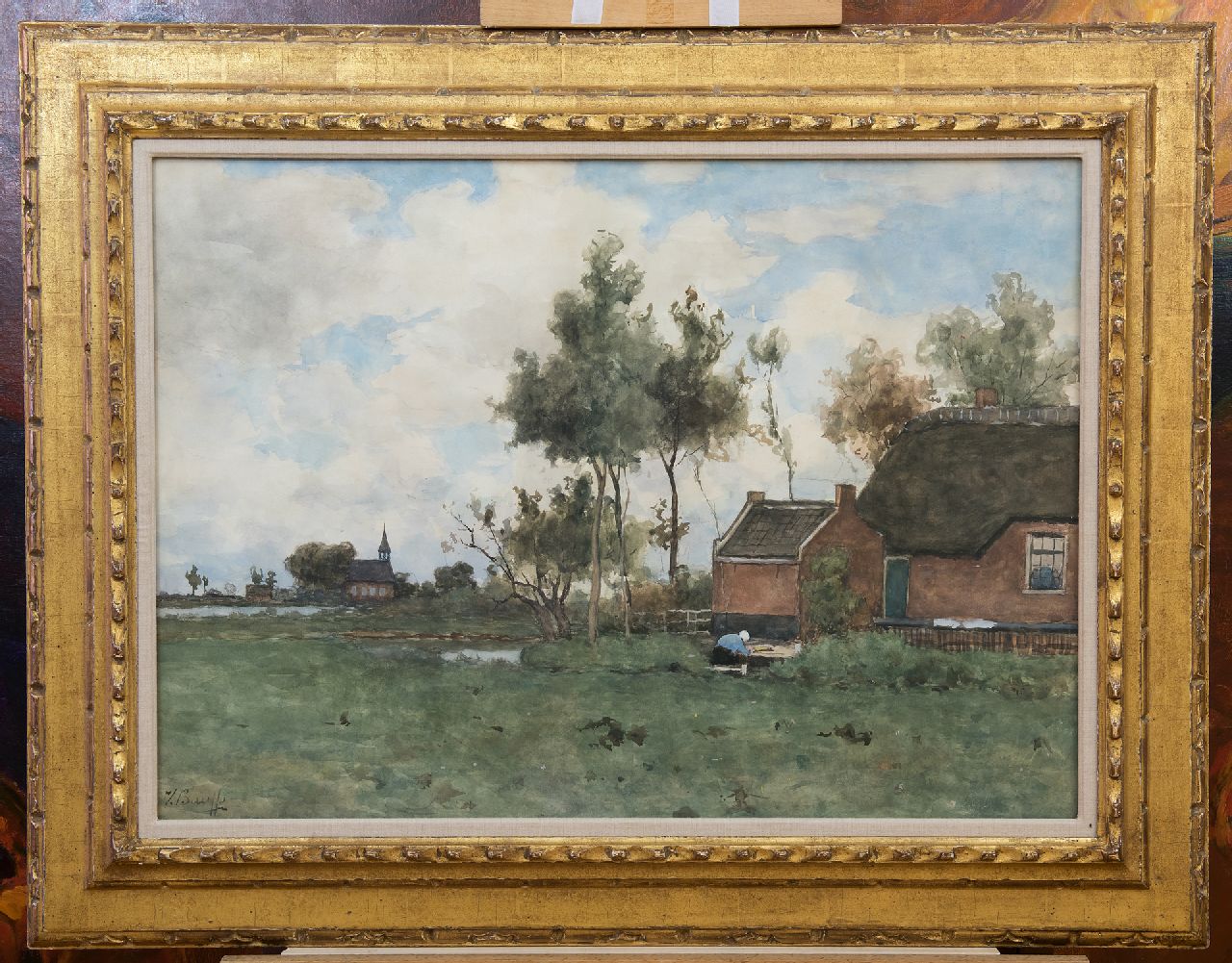 Bauffe V.  | Victor Bauffe | Aquarellen en tekeningen te koop aangeboden | Boerenerf bij Noorden, aquarel op papier 46,9 x 65,2 cm, gesigneerd linksonder