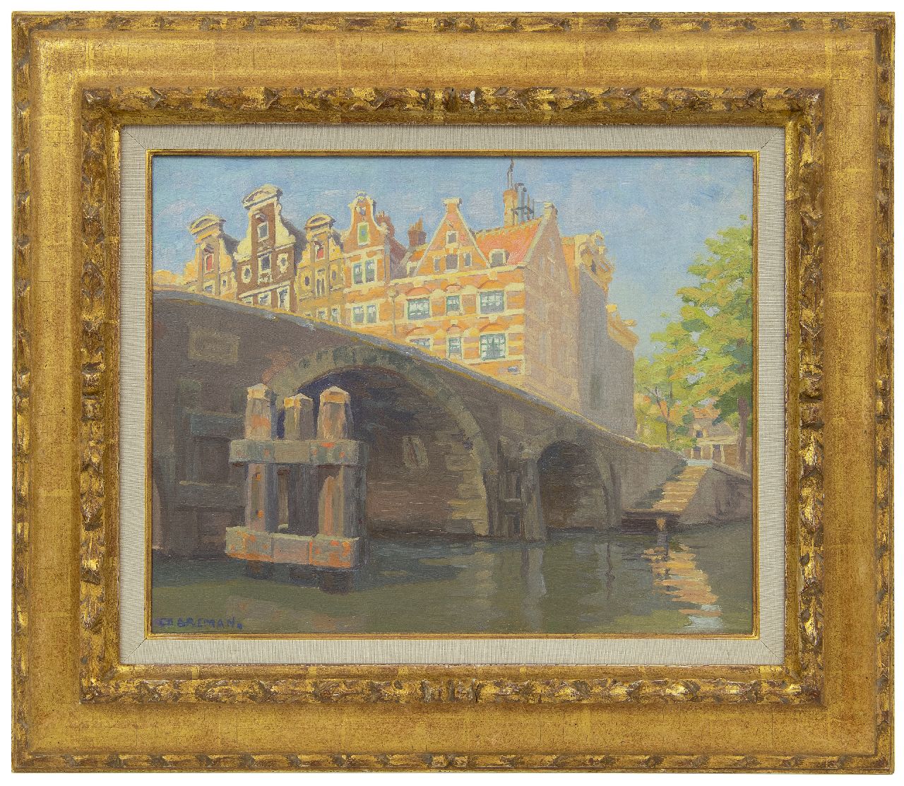 Breman A.J. | Ahazueros Jacobus 'Co' Breman, Hoek Prinsengracht/Brouwersgracht, Amsterdam, olieverf op doek 30,4 x 38,7 cm, gesigneerd linksonder Breman A.J. | Ahazueros Jacobus 'Co' Breman, Hoek Prinsengracht/Brouwersgracht, Amsterdam, olieverf op doek 30,4 x 38,7 cm, gesigneerd linksonder
