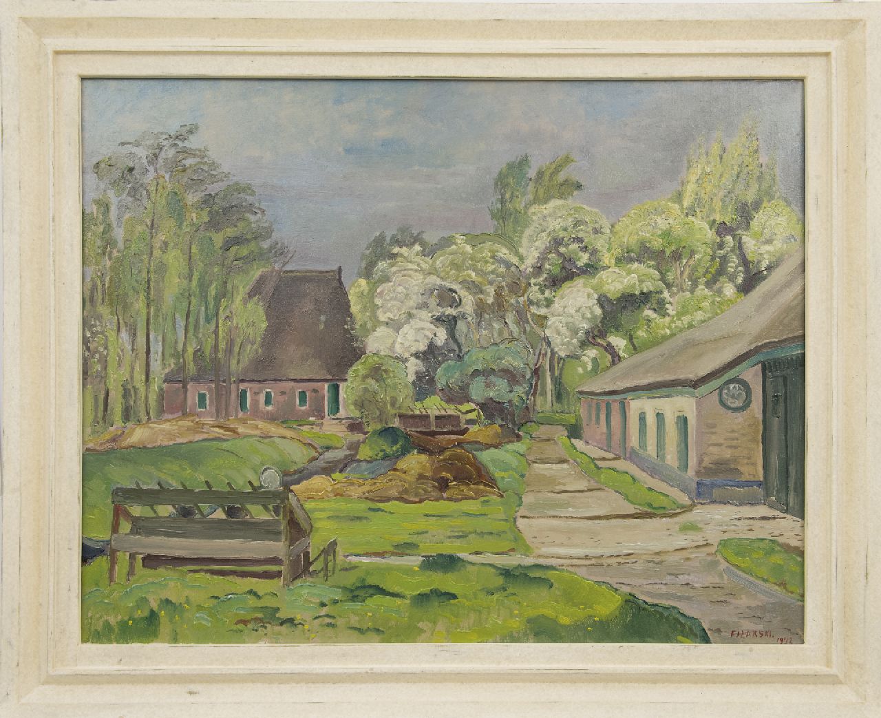 Filarski D.H.W. | 'Dirk' Herman Willem Filarski | Schilderijen te koop aangeboden | Boerderijen, olieverf op doek 80,0 x 100,5 cm, gesigneerd rechtsonder en gedateerd 1942 Filarski D.H.W. | 'Dirk' Herman Willem Filarski | Schilderijen te koop aangeboden | Boerderijen, olieverf op doek 80,0 x 100,5 cm, gesigneerd rechtsonder en gedateerd 1942