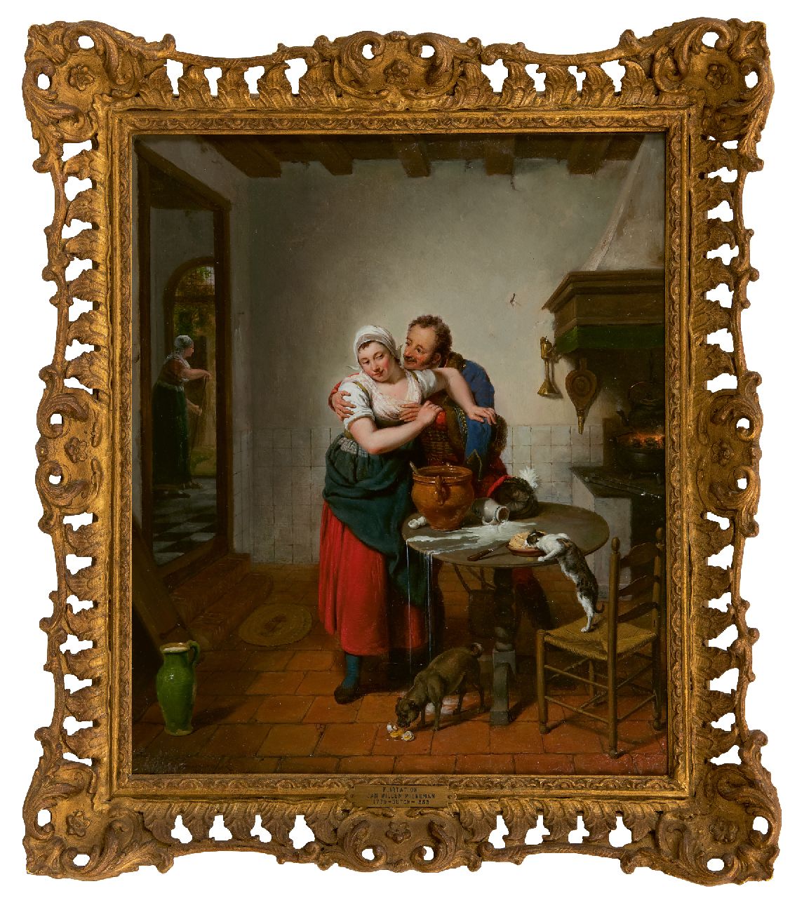 Pieneman J.W. | Jan Willem Pieneman, De vurige vrijer, olieverf op paneel 38,8 x 32,3 cm, gesigneerd linksonder en gedateerd 1814 Pieneman J.W. | Jan Willem Pieneman, De vurige vrijer, olieverf op paneel 38,8 x 32,3 cm, gesigneerd linksonder en gedateerd 1814