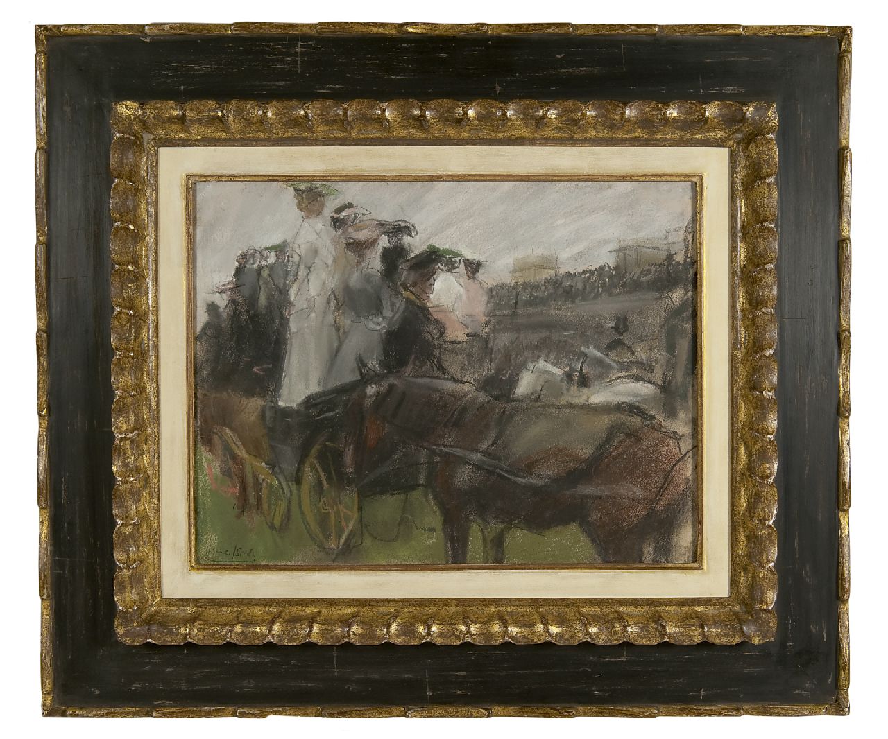 Israels I.L. | 'Isaac' Lazarus Israels, Op de renbaan van Longchamps, Parijs, pastel en potlood op papier 30,5 x 40,0 cm, gesigneerd linksonder en te dateren ca. 1900 Israels I.L. | 'Isaac' Lazarus Israels, Op de renbaan van Longchamps, Parijs, pastel en potlood op papier 30,5 x 40,0 cm, gesigneerd linksonder en te dateren ca. 1900