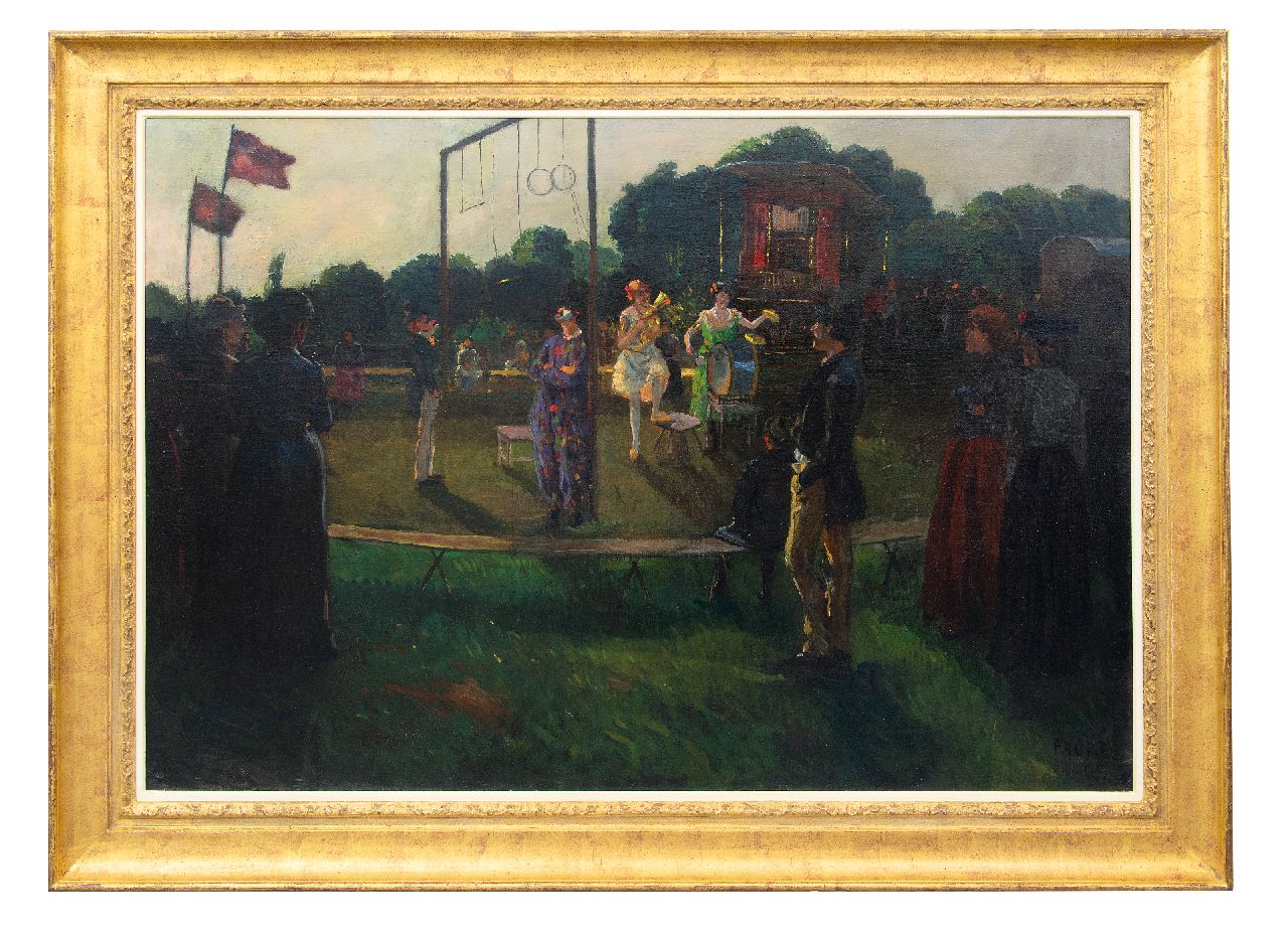 Faure A. | Amandus Faure | Schilderijen te koop aangeboden | Reizend circus, olieverf op doek 90,5 x 130,0 cm, gesigneerd rechtsonder en gedateerd '05 Faure A. | Amandus Faure | Schilderijen te koop aangeboden | Reizend circus, olieverf op doek 90,5 x 130,0 cm, gesigneerd rechtsonder en gedateerd '05