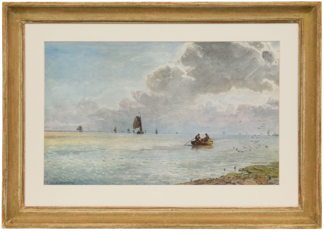 Deventer W.A. van | 'Willem' Anthonie van Deventer | Aquarellen en tekeningen te koop aangeboden | Schepen op kalme zee, aquarel op papier 35,6 x 58,5 cm, gesigneerd linksonder Deventer W.A. van | 'Willem' Anthonie van Deventer | Aquarellen en tekeningen te koop aangeboden | Schepen op kalme zee, aquarel op papier 35,6 x 58,5 cm, gesigneerd linksonder