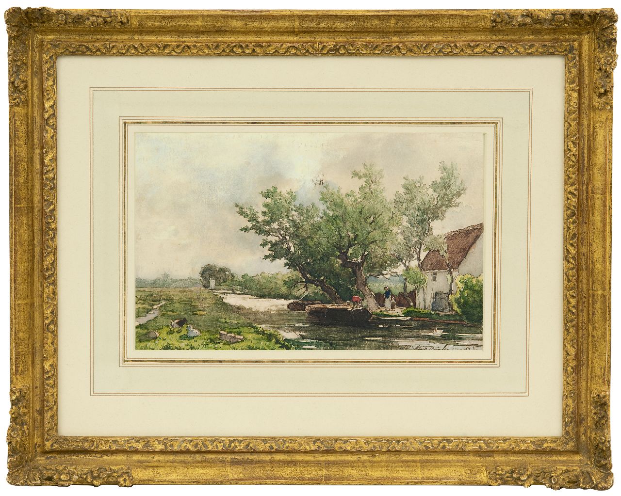 Weissenbruch H.J. | Hendrik Johannes 'J.H.' Weissenbruch | Aquarellen en tekeningen te koop aangeboden | Trekvaart langs de Benoordenhoutseweg bij Den Haag, aquarel op papier 17,6 x 28,1 cm, gesigneerd rechtsonder Weissenbruch H.J. | Hendrik Johannes 'J.H.' Weissenbruch | Aquarellen en tekeningen te koop aangeboden | Trekvaart langs de Benoordenhoutseweg bij Den Haag, aquarel op papier 17,6 x 28,1 cm, gesigneerd rechtsonder
