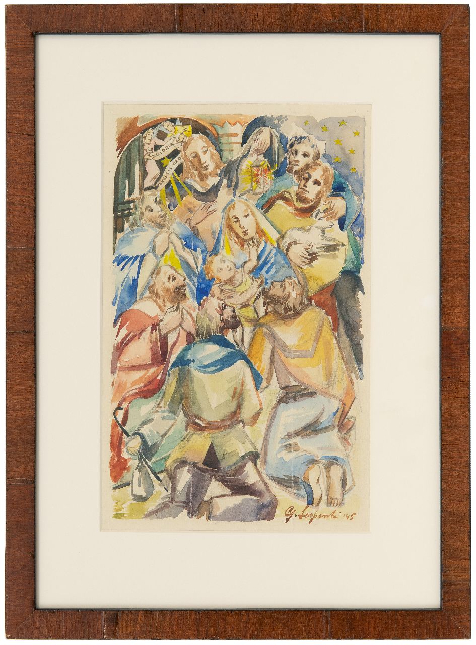 Serpenti W.H.  | Wilhelmus Hubertus ‘Guillaume’ Serpenti, Gloria in excelsis Deo, aquarel op papier 28,0 x 17,8 cm, gesigneerd rechtsonder en gedateerd '45