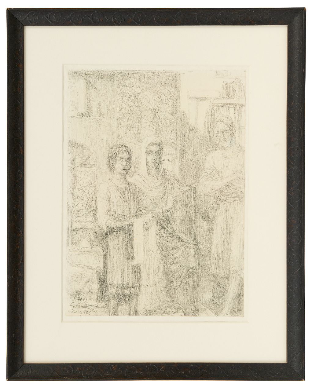 Bach F.H.  | Franciscus Hermannus Bach | Aquarellen en tekeningen te koop aangeboden | Gebed voor de oogst, potlood op papier 28,0 x 20,0 cm, gesigneerd linksonder met initialen en gedateerd oct. 1947