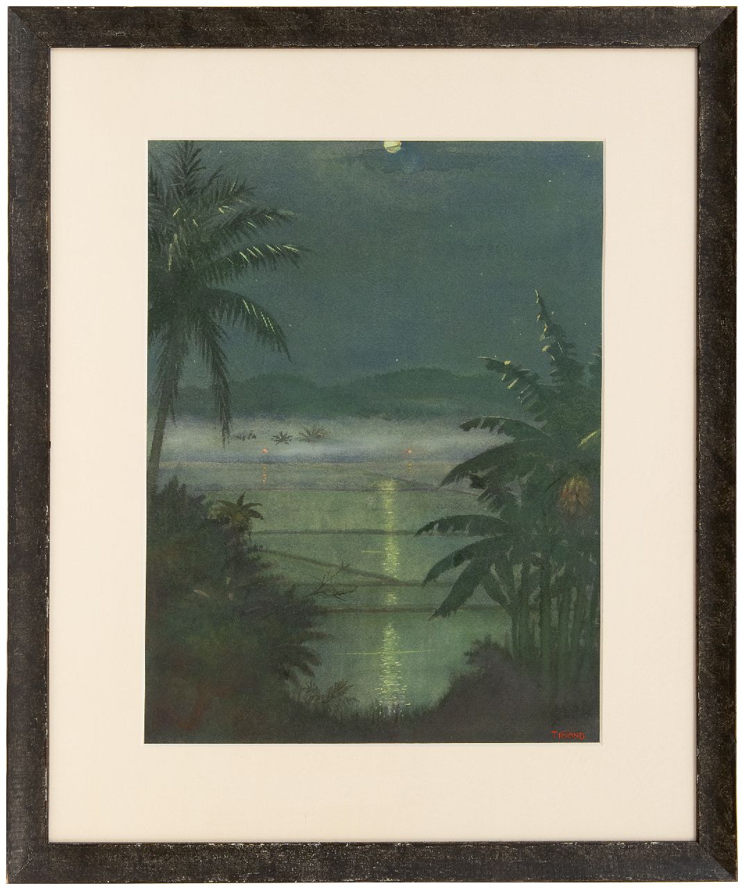 Tieland H.H.L. | Henri Herman Leonardus Tieland, Maanavond in de Preanger, Java, aquarel op papier 48,0 x 36,4 cm, gesigneerd rechtsonder Tieland H.H.L. | Henri Herman Leonardus Tieland, Maanavond in de Preanger, Java, aquarel op papier 48,0 x 36,4 cm, gesigneerd rechtsonder