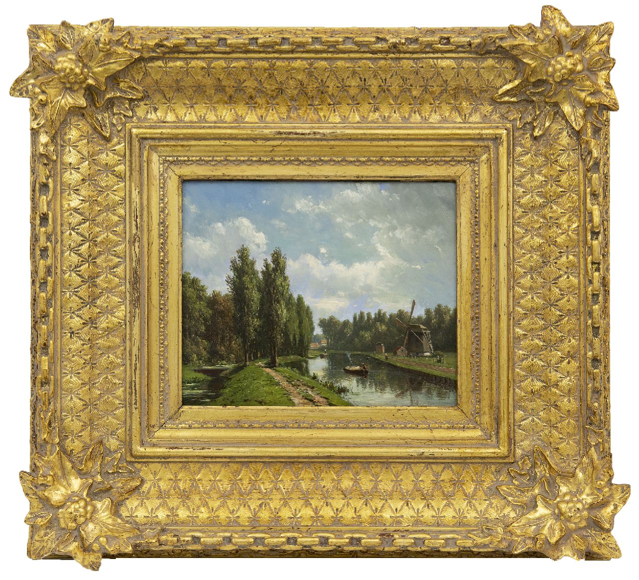 Maaten J.J. van der | Jacob Jan van der Maaten, De Vliet bij Voorburg, olieverf op paneel 16,1 x 20,0 cm, gesigneerd linksonder Maaten J.J. van der | Jacob Jan van der Maaten, De Vliet bij Voorburg, olieverf op paneel 16,1 x 20,0 cm, gesigneerd linksonder