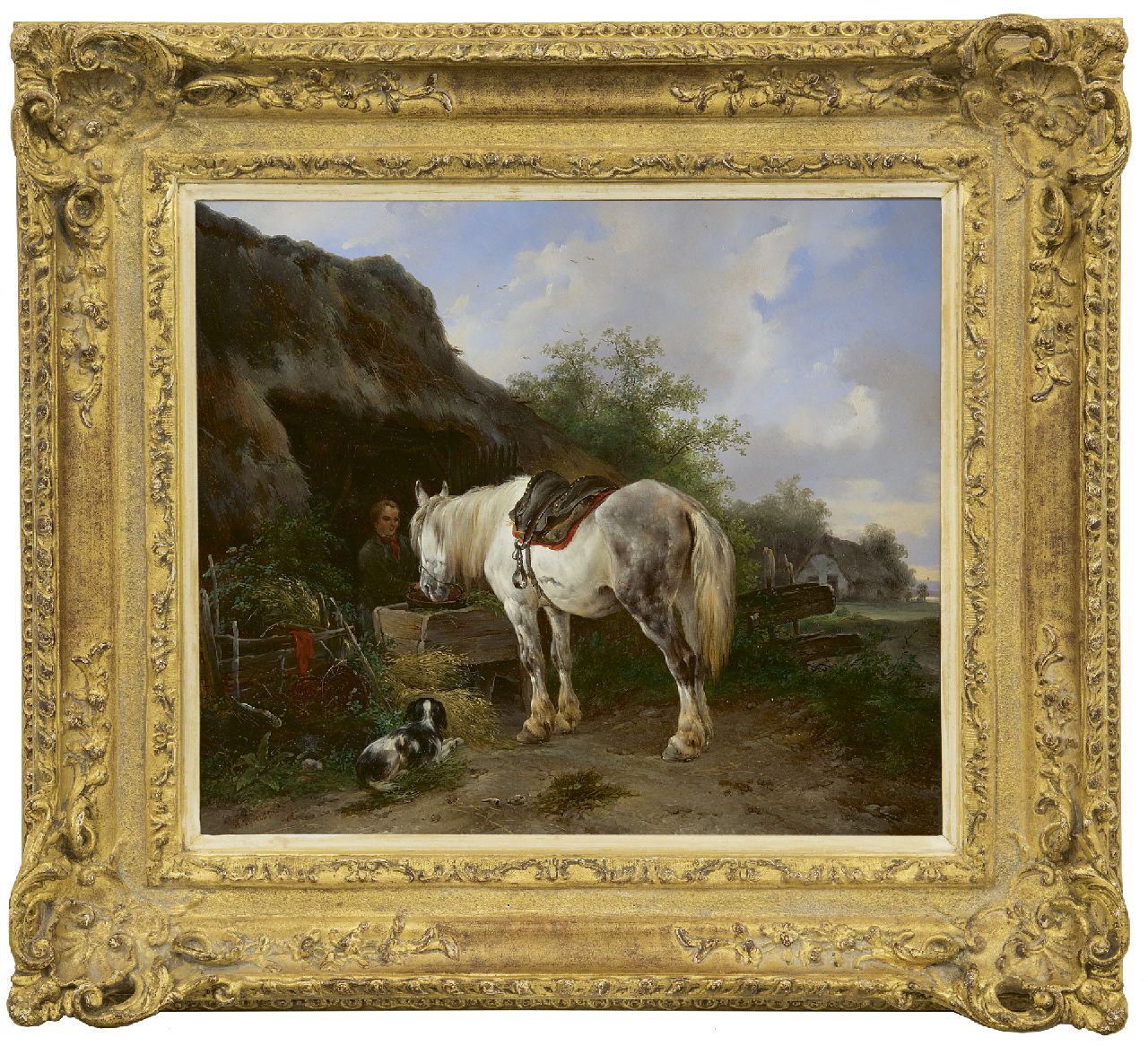 Verschuur W. | Wouterus Verschuur, Voedertijd, olieverf op paneel 37,1 x 42,7 cm, gesigneerd linksonder Verschuur W. | Wouterus Verschuur, Voedertijd, olieverf op paneel 37,1 x 42,7 cm, gesigneerd linksonder