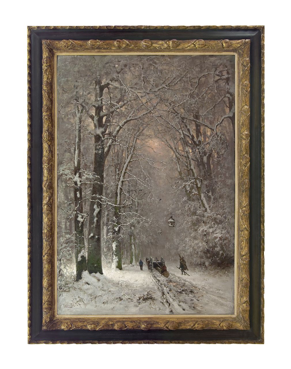 Apol L.F.H. | Lodewijk Franciscus Hendrik 'Louis' Apol, Houthakkers met mallejan in het Haagse bos, olieverf op doek 112,5 x 77,5 cm, gesigneerd linksonder Apol L.F.H. | Lodewijk Franciscus Hendrik 'Louis' Apol, Houthakkers met mallejan in het Haagse bos, olieverf op doek 112,5 x 77,5 cm, gesigneerd linksonder