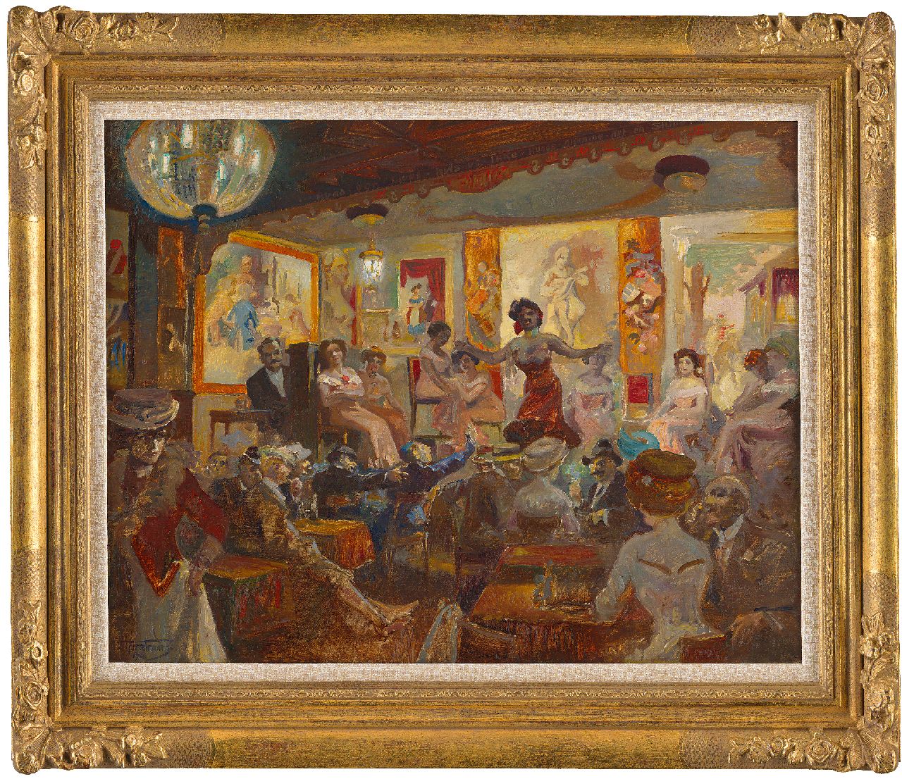 Nørretranders J.C.F. | Johannes Carl Ferdinand Nørretranders, De tingeltangel, olieverf op doek 53,9 x 68,0 cm, gesigneerd linksonder en gedateerd 1908 Nørretranders J.C.F. | Johannes Carl Ferdinand Nørretranders, De tingeltangel, olieverf op doek 53,9 x 68,0 cm, gesigneerd linksonder en gedateerd 1908