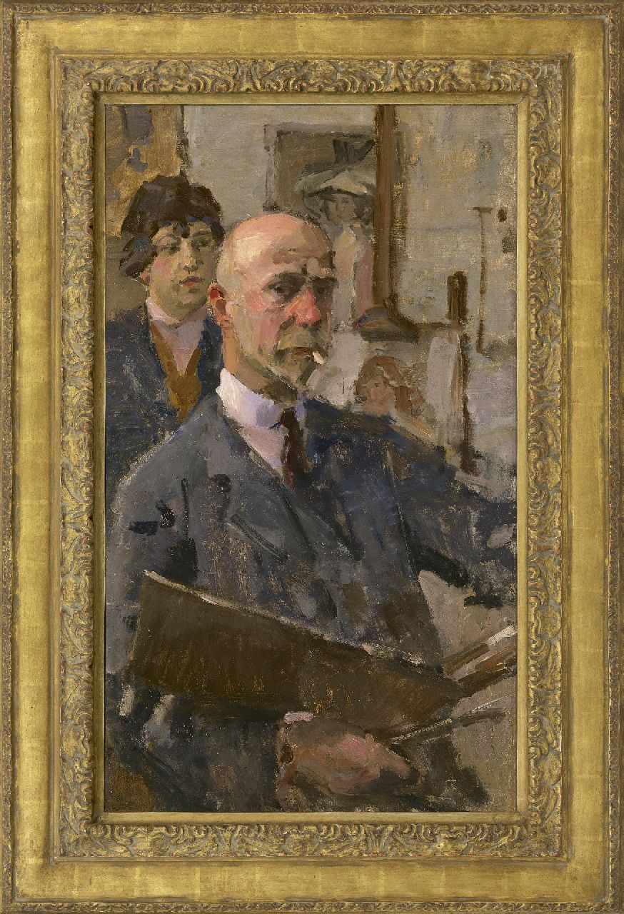 Israels I.L.  | 'Isaac' Lazarus Israels, Zelfportret met model in atelier, olieverf op doek 86,3 x 50,3 cm, gesigneerd linksonder en te dateren ca. 1919