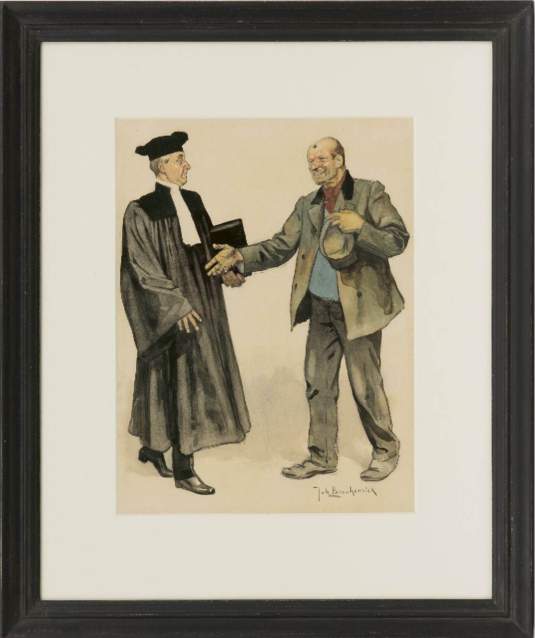 Braakensiek J.C. | 'Johan' Coenraad Braakensiek, De advocaat en zijn cliënt, houtskool en aquarel op papier 31,1 x 23,5 cm, gesigneerd rechtsonder Braakensiek J.C. | 'Johan' Coenraad Braakensiek, De advocaat en zijn cliënt, houtskool en aquarel op papier 31,1 x 23,5 cm, gesigneerd rechtsonder