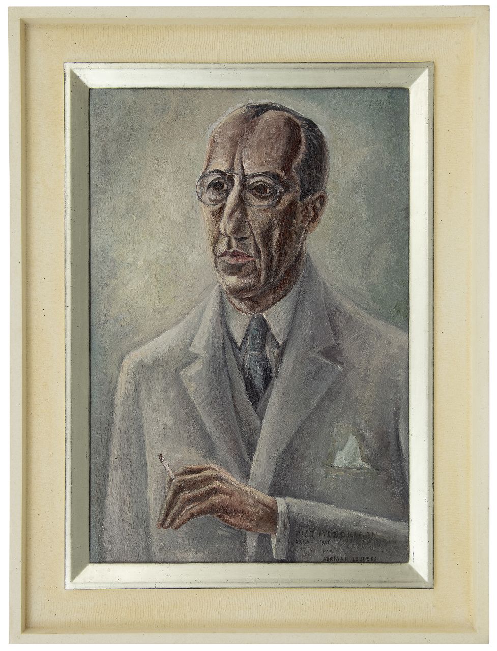 Lubbers A. | Adriaan Lubbers, Portret van Piet Mondriaan, olieverf op doek 81,3 x 54,7 cm, gesigneerd rechtsonder (tweemaal) en gedateerd 1931 (tweemaal) Lubbers A. | Adriaan Lubbers, Portret van Piet Mondriaan, olieverf op doek 81,3 x 54,7 cm, gesigneerd rechtsonder (tweemaal) en gedateerd 1931 (tweemaal)