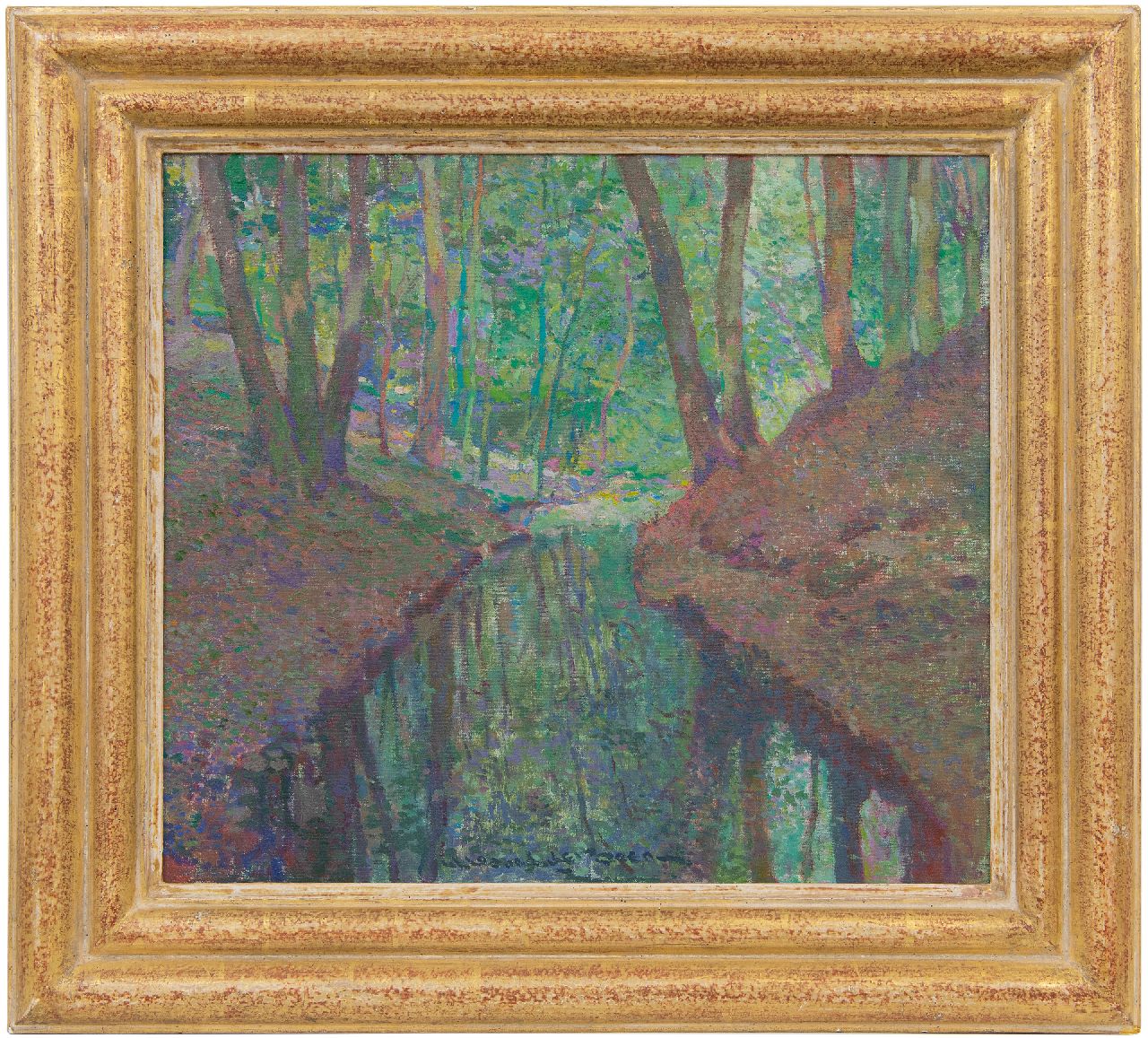 Boer H. de | Hessel de Boer, Bosbeek, olieverf op doek 45,1 x 50,0 cm, gesigneerd middenonder Boer H. de | Hessel de Boer, Bosbeek, olieverf op doek 45,1 x 50,0 cm, gesigneerd middenonder