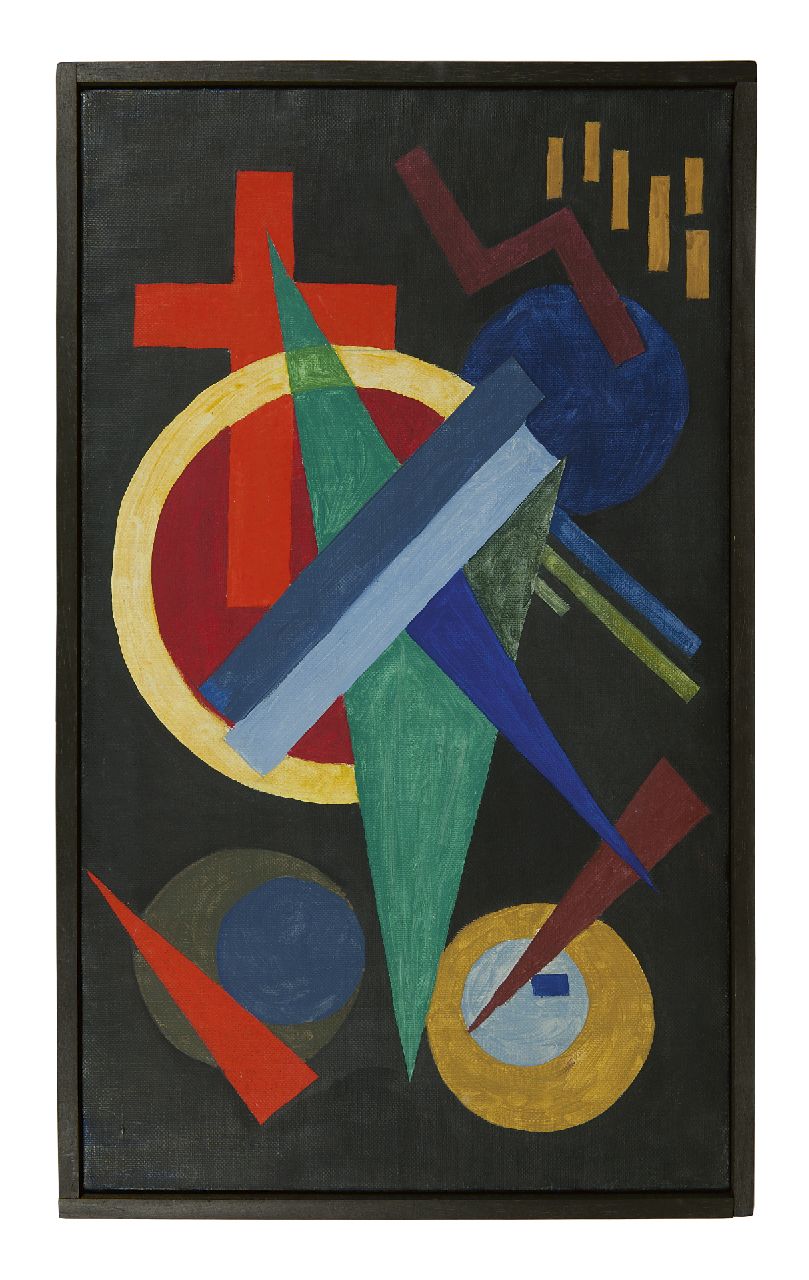 Alkema W.H. | 'Wobbe' Hendrik Alkema, Improvisatie, wasverf op doek 80,3 x 47,0 cm, gesigneerd verso en verso gedateerd 1929 Alkema W.H. | 'Wobbe' Hendrik Alkema, Improvisatie, wasverf op doek 80,3 x 47,0 cm, gesigneerd verso en verso gedateerd 1929