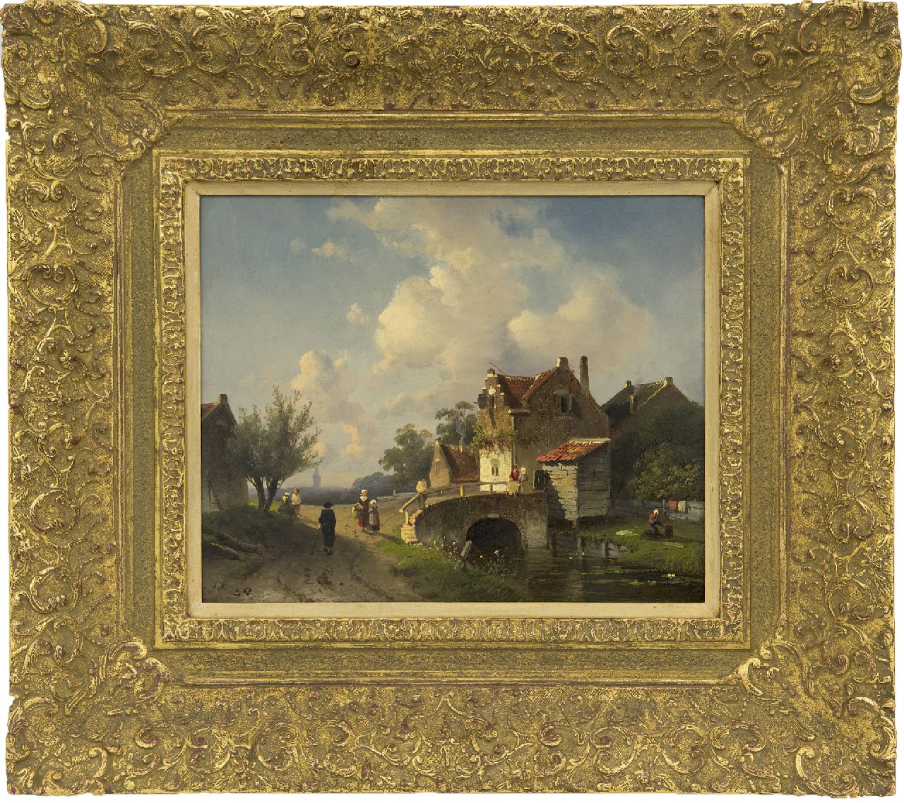 Leickert C.H.J. | 'Charles' Henri Joseph Leickert, Weg langs de dorpsrand, olieverf op paneel 20,0 x 24,7 cm, gesigneerd dubbel gesigneerd (linksonder en rechtsonder) en te dateren ca. 1860 Leickert C.H.J. | 'Charles' Henri Joseph Leickert, Weg langs de dorpsrand, olieverf op paneel 20,0 x 24,7 cm, gesigneerd dubbel gesigneerd (linksonder en rechtsonder) en te dateren ca. 1860
