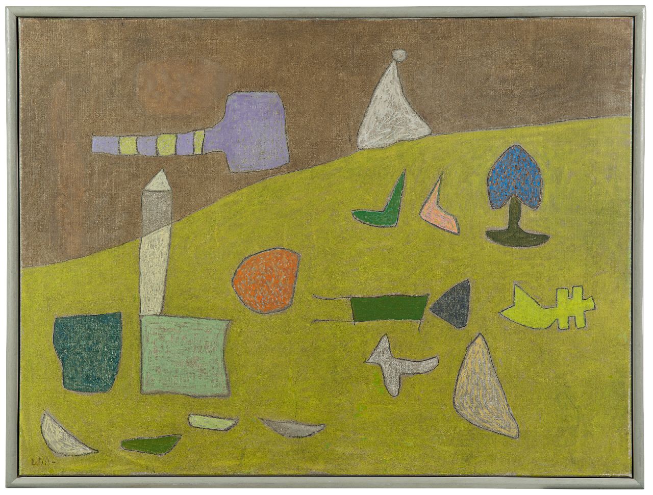 Leewens W.J.  | Willibrordus Joseph 'Will' Leewens | Schilderijen te koop aangeboden | Figuren in groen landschap, olieverf op doek 60,1 x 80,1 cm, gesigneerd linksonder