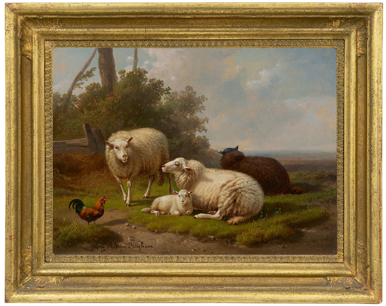 Dieghem J. van | Joseph van Dieghem, Idyllisch landschap met schapen, olieverf op paneel 22,6 x 31,0 cm, gesigneerd linksonder en gedateerd '72 Dieghem J. van | Joseph van Dieghem, Idyllisch landschap met schapen, olieverf op paneel 22,6 x 31,0 cm, gesigneerd linksonder en gedateerd '72