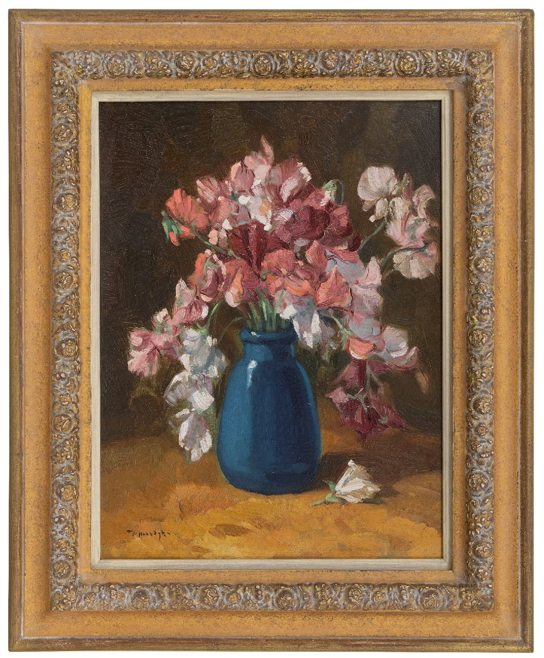 Noordijk W.F. | 'Willem' Frederik Noordijk, Lathyrus, olieverf op schildersboard 39,9 x 29,8 cm, gesigneerd linksonder Noordijk W.F. | 'Willem' Frederik Noordijk, Lathyrus, olieverf op schildersboard 39,9 x 29,8 cm, gesigneerd linksonder