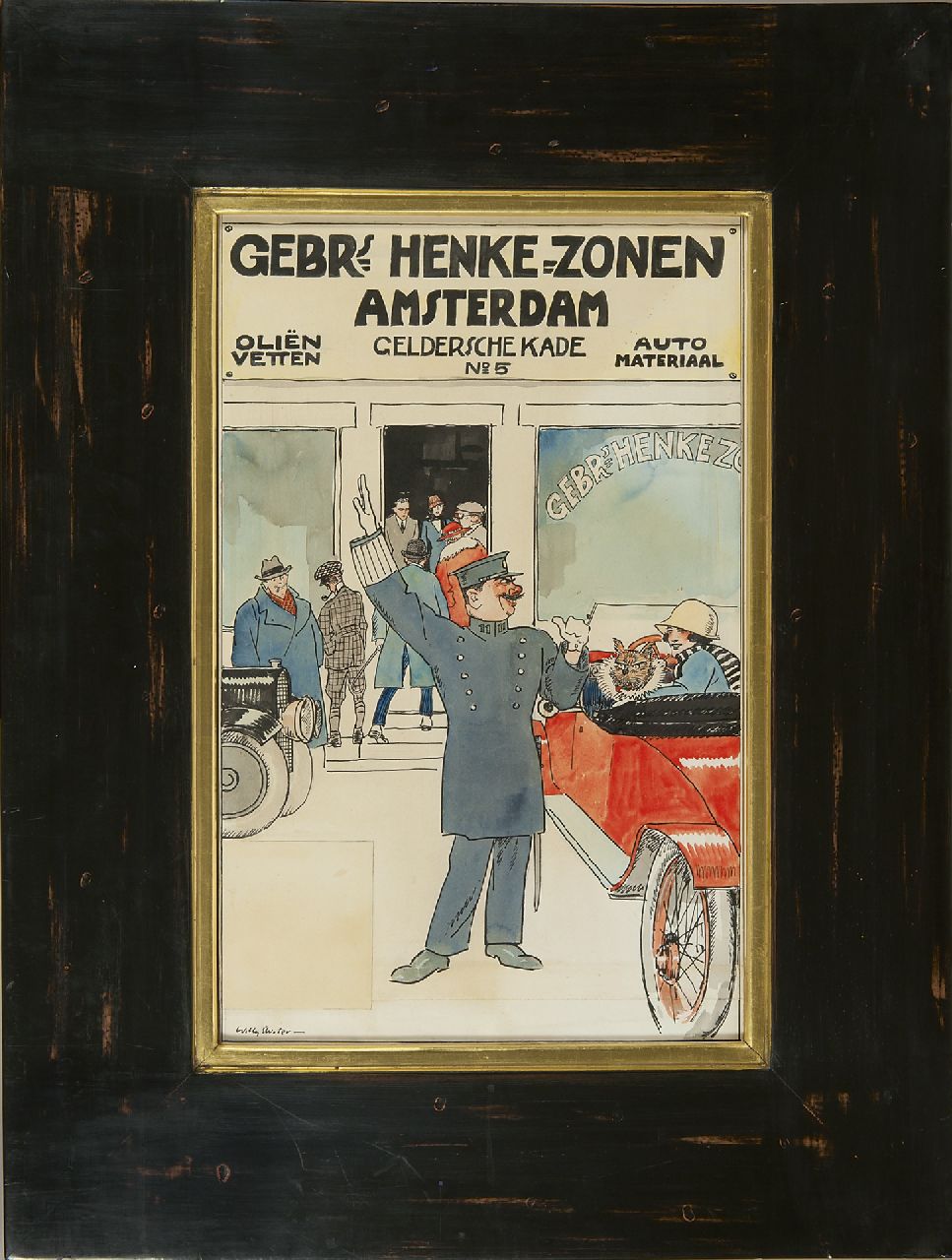 Sluiter J.W. | Jan Willem 'Willy' Sluiter, Gebrs. Henke en Zonen, Gelderschekade 5, Amsterdam, inkt en aquarel op papier op board 48,0 x 30,3 cm, gesigneerd linksonder Sluiter J.W. | Jan Willem 'Willy' Sluiter, Gebrs. Henke en Zonen, Gelderschekade 5, Amsterdam, inkt en aquarel op papier op board 48,0 x 30,3 cm, gesigneerd linksonder