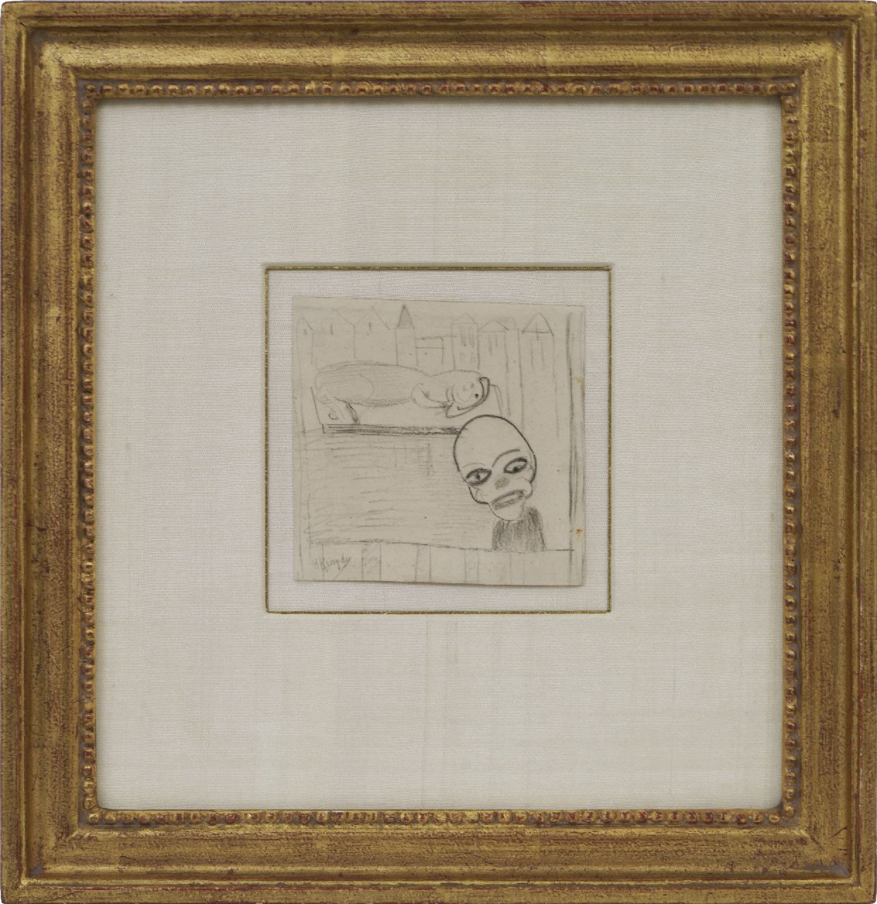 Kruyder H.J. | 'Herman' Justus Kruyder | Aquarellen en tekeningen te koop aangeboden | Clown en dier, zwart krijt op papier 10,0 x 10,2 cm, gesigneerd linksonder Kruyder H.J. | 'Herman' Justus Kruyder | Aquarellen en tekeningen te koop aangeboden | Clown en dier, zwart krijt op papier 10,0 x 10,2 cm, gesigneerd linksonder