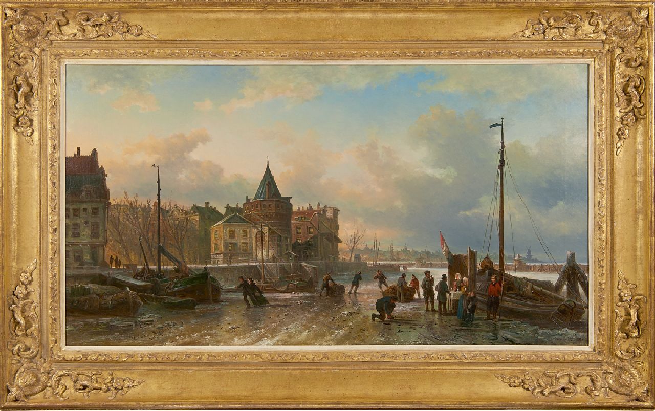 Bommel E.P. van | Elias Pieter van Bommel, IJsvertier bij de Schreierstoren, Amsterdam, olieverf op doek 54,3 x 100,4 cm, gesigneerd linksonder en gedateerd 1883 Bommel E.P. van | Elias Pieter van Bommel, IJsvertier bij de Schreierstoren, Amsterdam, olieverf op doek 54,3 x 100,4 cm, gesigneerd linksonder en gedateerd 1883