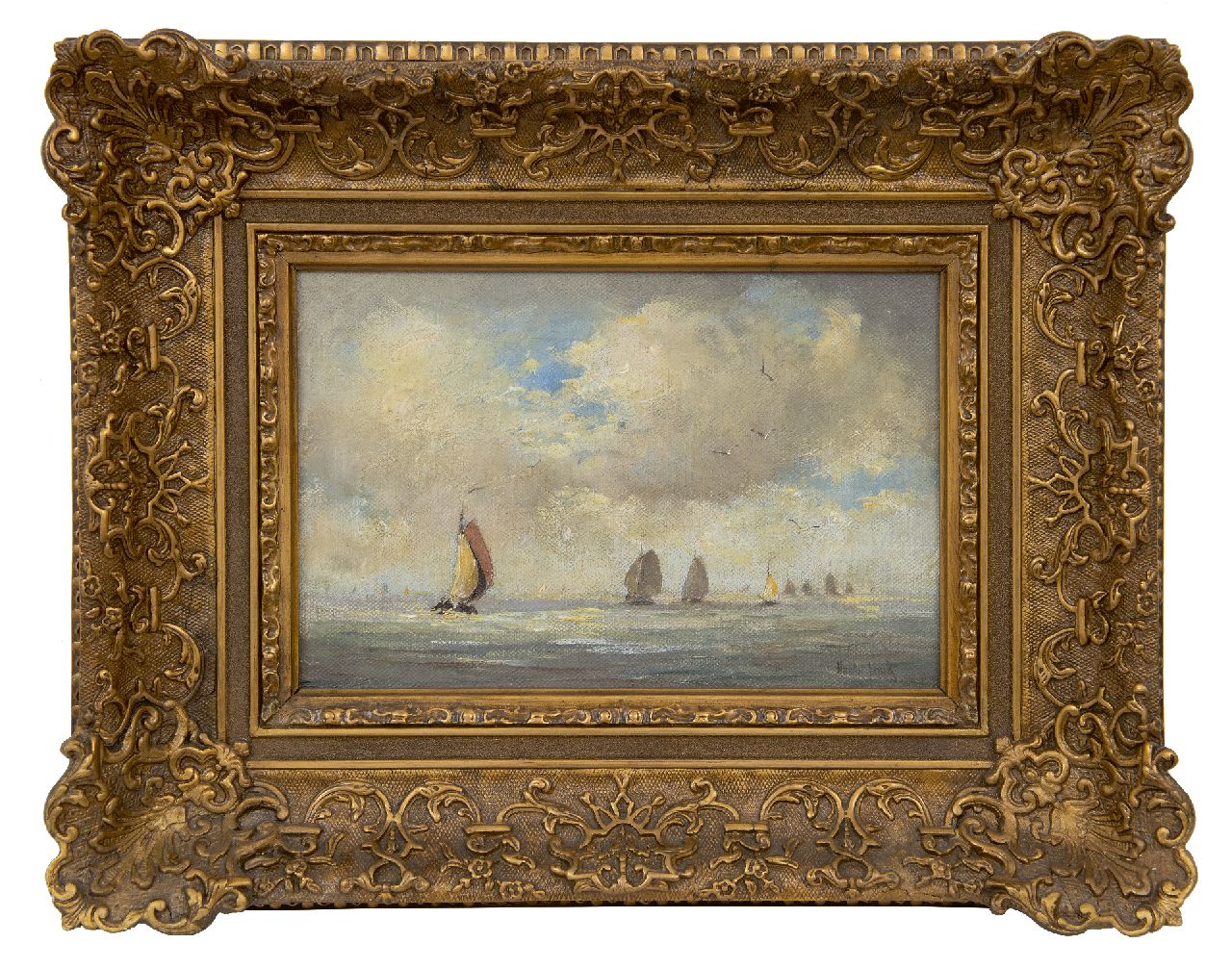 Smith H.  | Hobbe Smith, Platbodems op de Zuiderzee, olieverf op doek 20,7 x 30,6 cm, gesigneerd rechtsonder