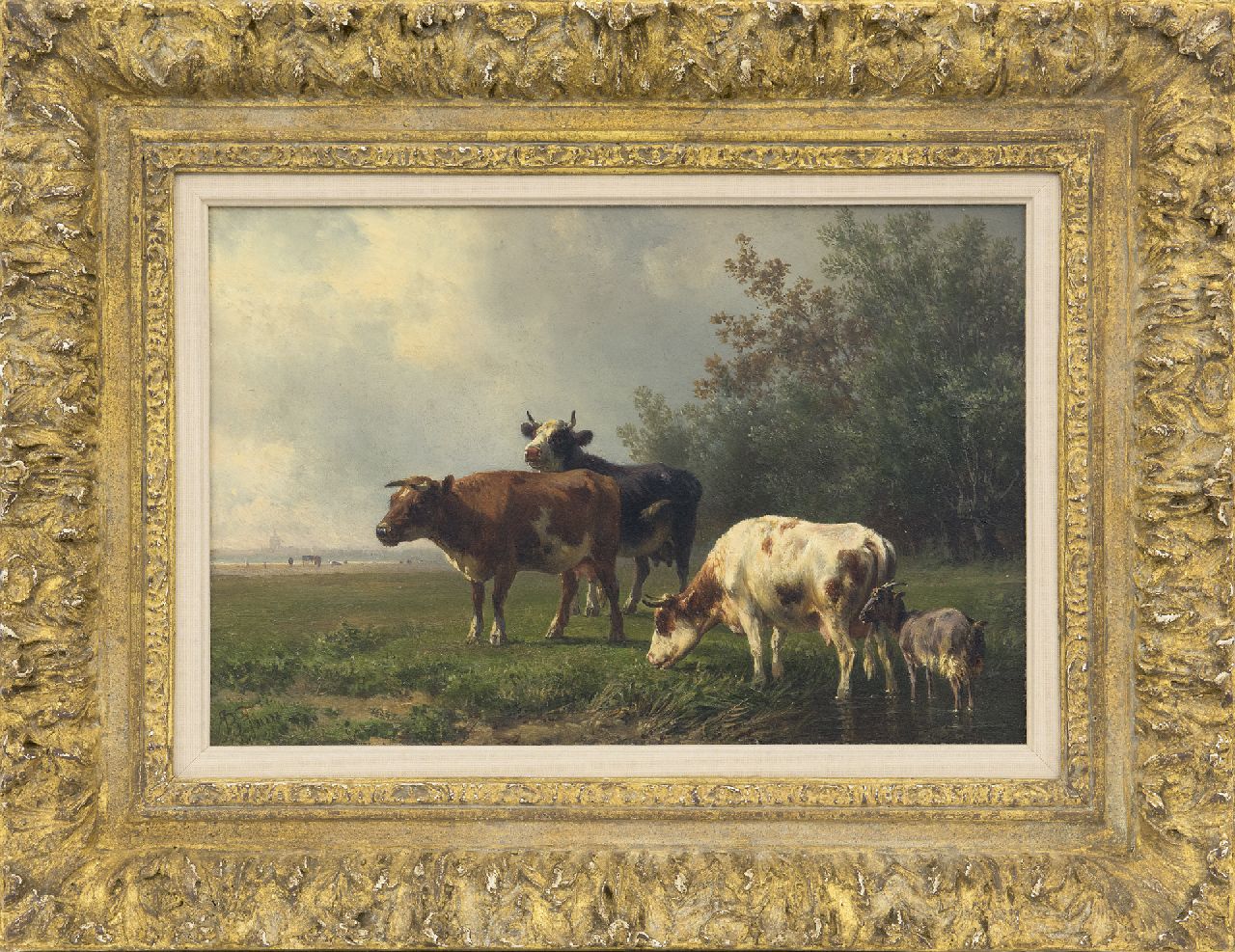 Tom J.B. | Jan Bedijs Tom, Grazende koeien (alleen samen met pendant), olieverf op paneel 19,7 x 29,4 cm, gesigneerd linksonder Tom J.B. | Jan Bedijs Tom, Grazende koeien (alleen samen met pendant), olieverf op paneel 19,7 x 29,4 cm, gesigneerd linksonder