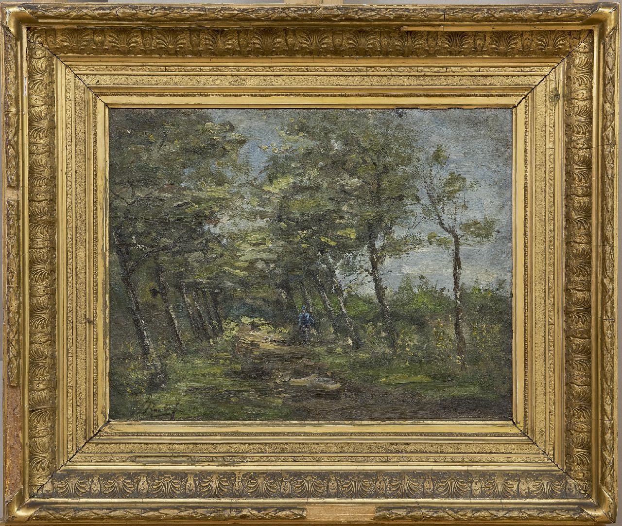 Roelofs O.W.A. | Otto Willem Albertus 'Albert' Roelofs, Boer op een landweg, olieverf op doek 31,2 x 42,1 cm, gesigneerd linksonder en gedateerd '92 Roelofs O.W.A. | Otto Willem Albertus 'Albert' Roelofs, Boer op een landweg, olieverf op doek 31,2 x 42,1 cm, gesigneerd linksonder en gedateerd '92