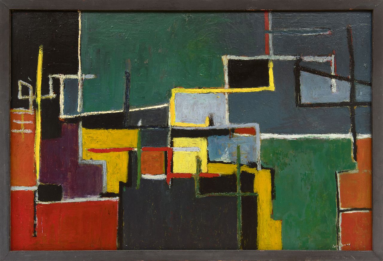 Thomas I.J. | Ivor John Thomas, Compositie, olieverf op schildersboard 61,0 x 91,4 cm, gesigneerd rechtsonder Thomas I.J. | Ivor John Thomas, Compositie, olieverf op schildersboard 61,0 x 91,4 cm, gesigneerd rechtsonder