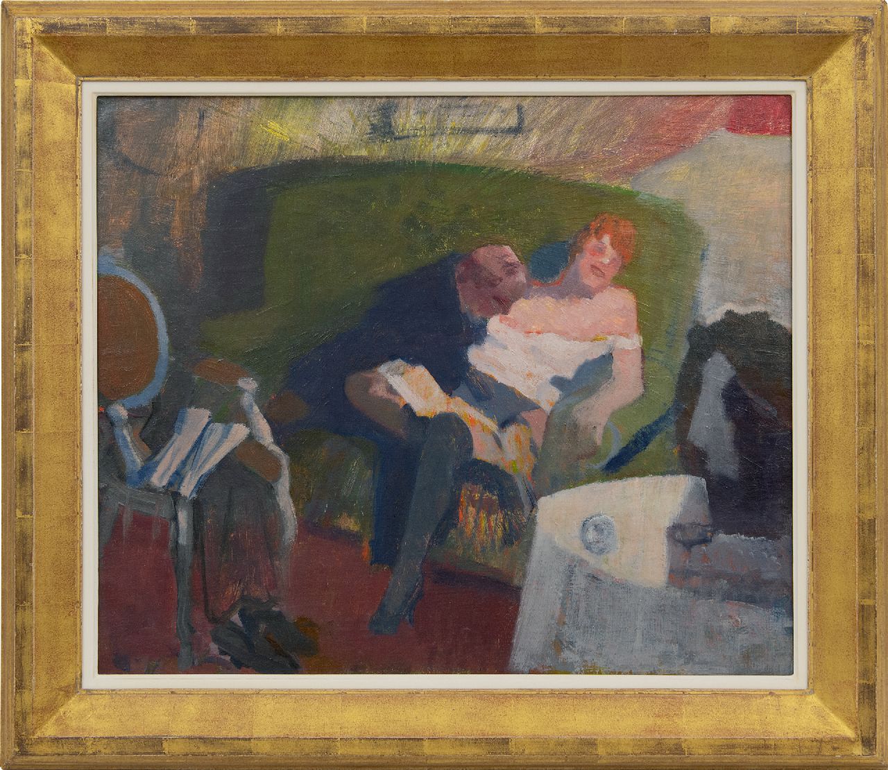 Galema A. | Arjen Galema | Schilderijen te koop aangeboden | Heer met dame van plezier, olieverf op doek 53,5 x 63,3 cm Galema A. | Arjen Galema | Schilderijen te koop aangeboden | Heer met dame van plezier, olieverf op doek 53,5 x 63,3 cm