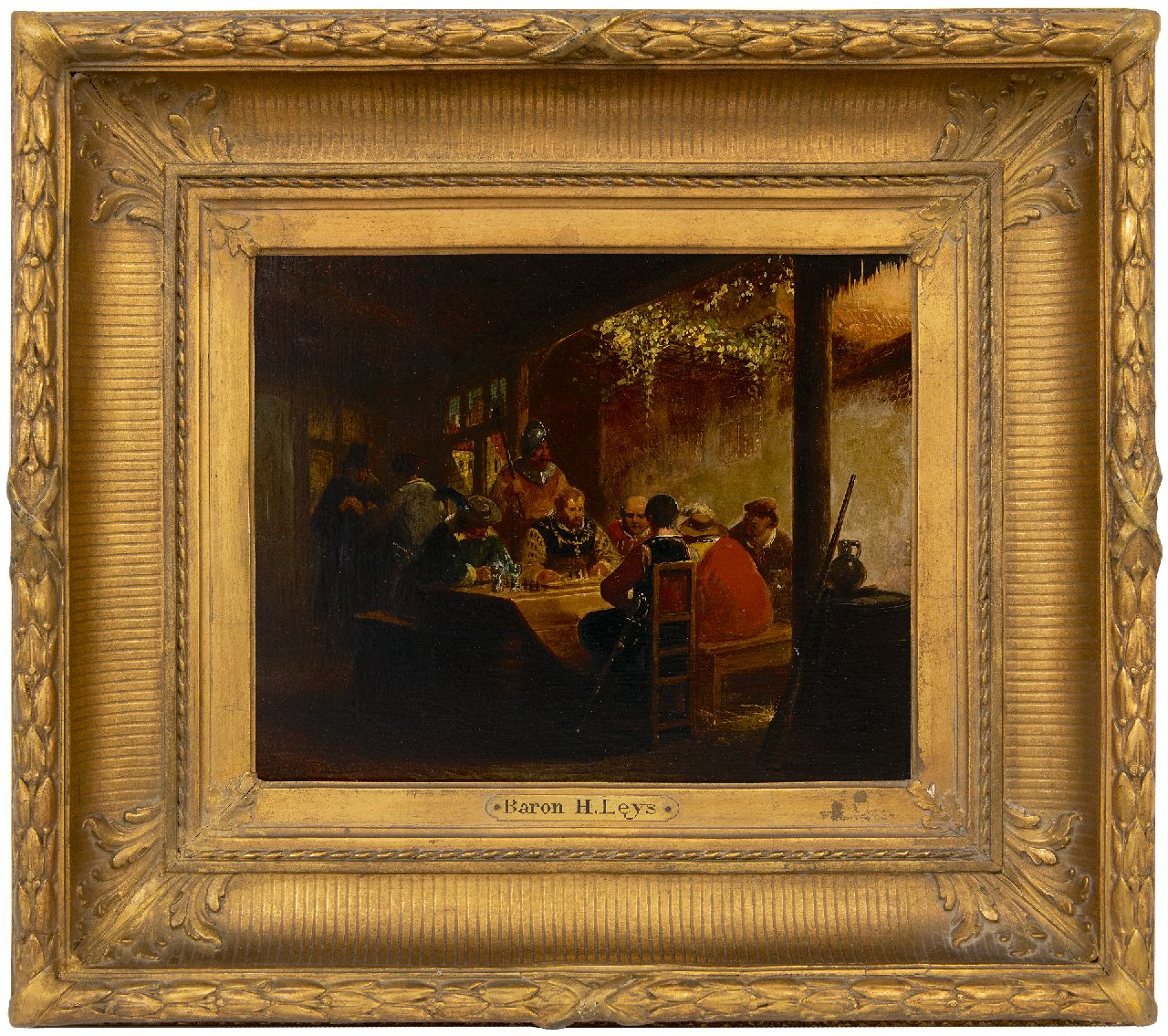 Leys J.A.H. | Jean Auguste 'Henri' Leys, Karel V verdiept in een schaakpartij, olieverf op paneel 27,7 x 34,1 cm, gesigneerd linksonder met monogram en gedateerd 1839 Leys J.A.H. | Jean Auguste 'Henri' Leys, Karel V verdiept in een schaakpartij, olieverf op paneel 27,7 x 34,1 cm, gesigneerd linksonder met monogram en gedateerd 1839