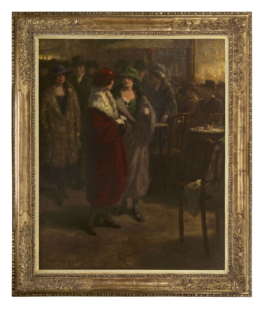 Heijligers H. | Hendrik 'Henri' Heijligers, Café, olieverf op doek 81,1 x 65,2 cm, gesigneerd linksonder Heijligers H. | Hendrik 'Henri' Heijligers, Café, olieverf op doek 81,1 x 65,2 cm, gesigneerd linksonder