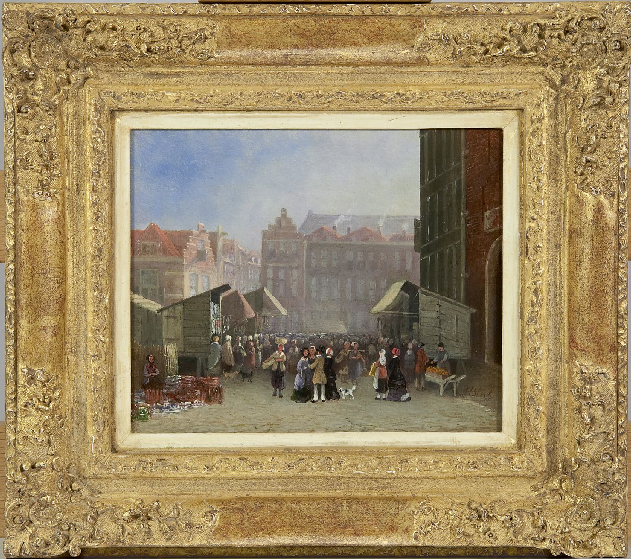 Bles J. | Joseph Bles, Marktdag, olieverf op paneel 16,5 x 19,8 cm, gesigneerd rechtsonder Bles J. | Joseph Bles, Marktdag, olieverf op paneel 16,5 x 19,8 cm, gesigneerd rechtsonder