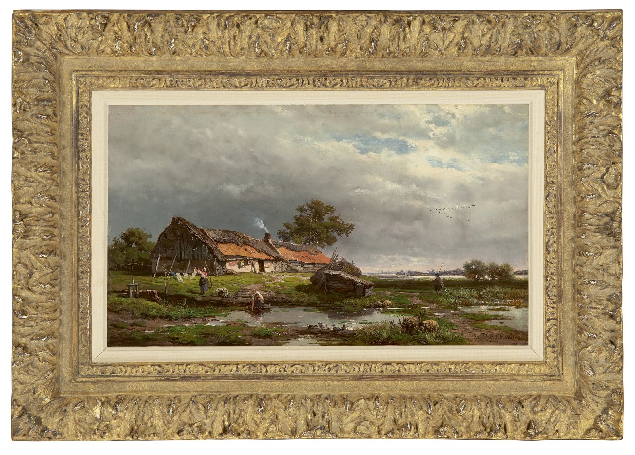 Roelofs W. | Willem Roelofs, Bedrijvigheid rond een boerenhut, olieverf op paneel 20,2 x 33,4 cm, gesigneerd rechtsonder en gedateerd 1856 Roelofs W. | Willem Roelofs, Bedrijvigheid rond een boerenhut, olieverf op paneel 20,2 x 33,4 cm, gesigneerd rechtsonder en gedateerd 1856