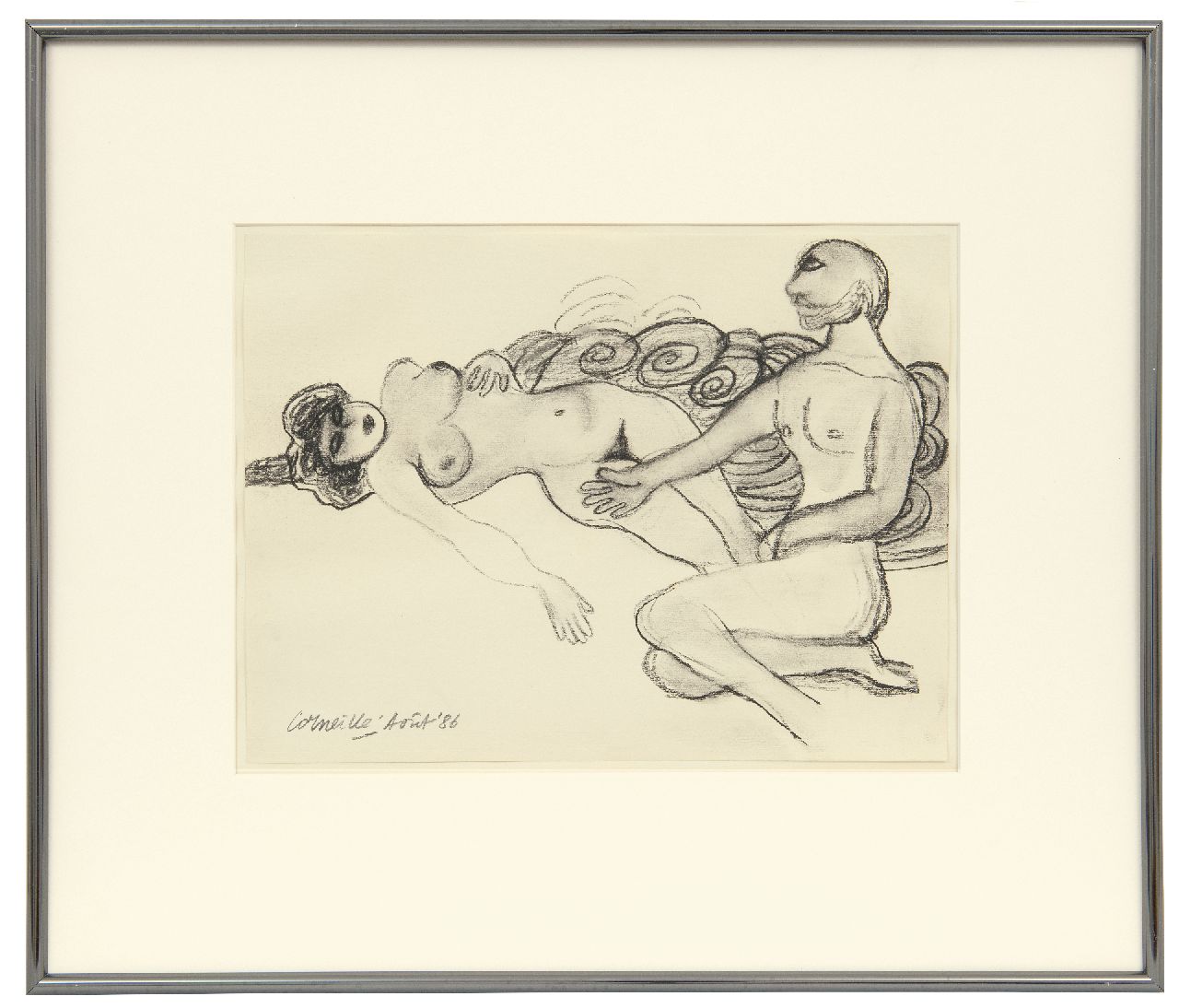 Corneille ('Corneille' Guillaume Beverloo) | Corneille ('Corneille' Guillaume Beverloo) | Aquarellen en tekeningen te koop aangeboden | Man en vrouw, houtskool op papier 23,7 x 31,8 cm, gesigneerd linksonder en gedateerd 'Août' '86 Corneille ('Corneille' Guillaume Beverloo) | Corneille ('Corneille' Guillaume Beverloo) | Aquarellen en tekeningen te koop aangeboden | Man en vrouw, houtskool op papier 23,7 x 31,8 cm, gesigneerd linksonder en gedateerd 'Août' '86