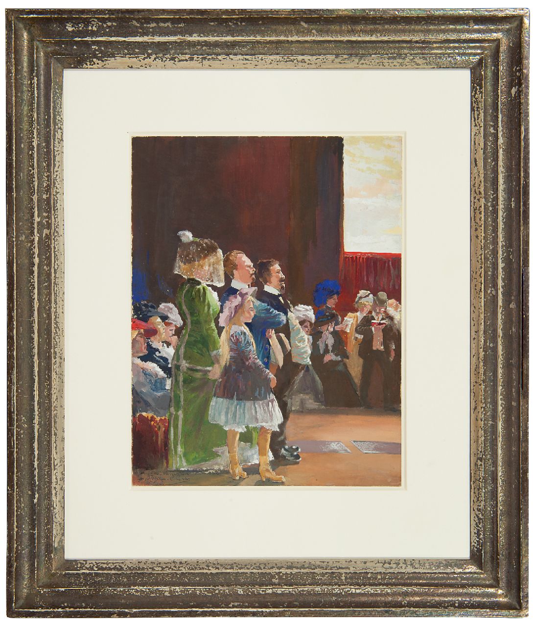Richter G.P. | Guido Paul Richter | Aquarellen en tekeningen te koop aangeboden | In bewondering voor de Sixtijnse Madonna in Dresden, gouache op papier 35,9 x 27,5 cm, gesigneerd linksonder en gedateerd 'Dresden' 1910 Richter G.P. | Guido Paul Richter | Aquarellen en tekeningen te koop aangeboden | In bewondering voor de Sixtijnse Madonna in Dresden, gouache op papier 35,9 x 27,5 cm, gesigneerd linksonder en gedateerd 'Dresden' 1910
