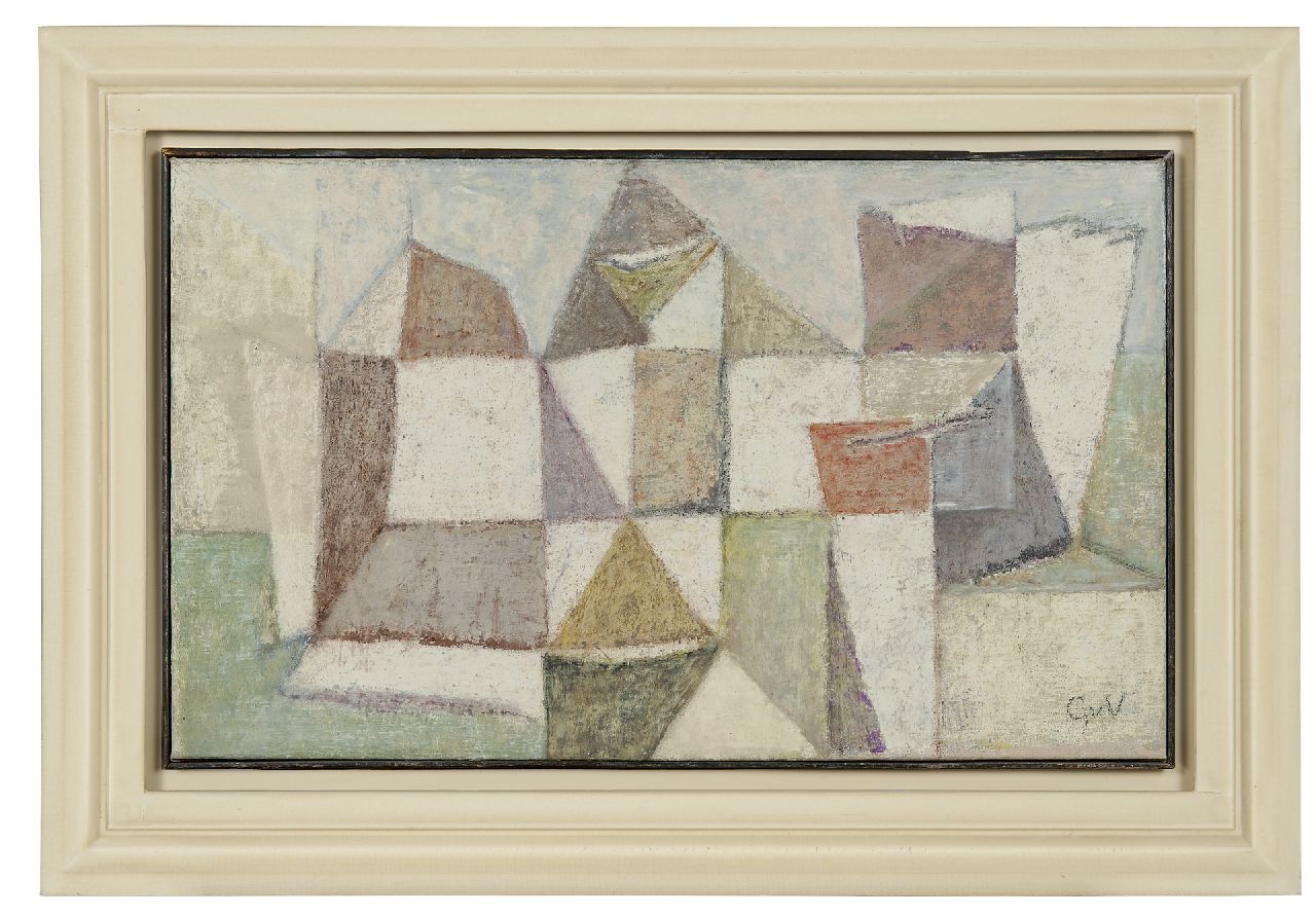 Velde G. van | Gerardus 'Geer' van Velde, Compositie, olieverf op doek 33,0 x 54,9 cm, gesigneerd rechtsonder met initialen en verso voluit en te dateren ca. 1965