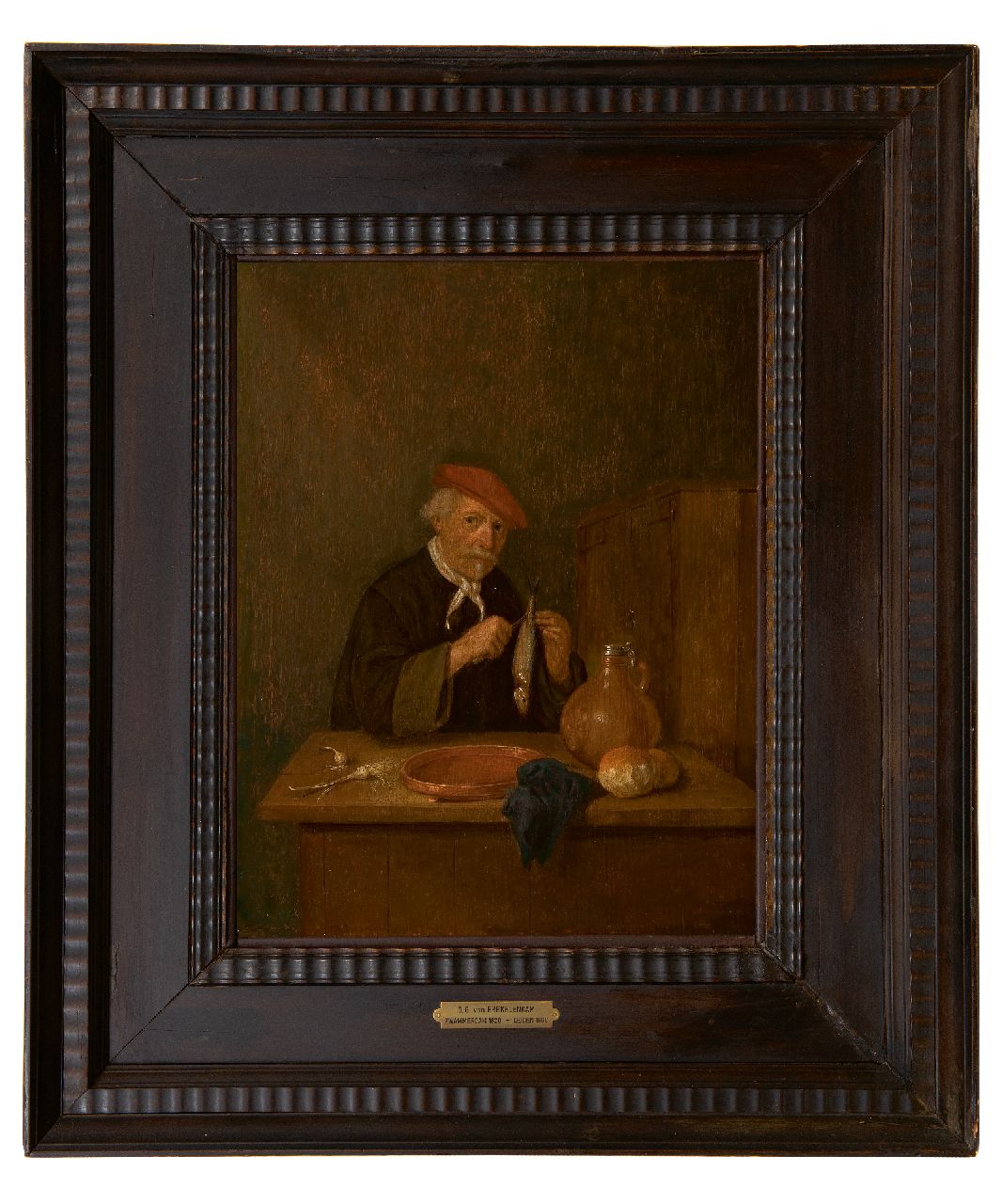 Brekelenkam Q.G. van | Quiringh Gerritz. van Brekelenkam, Man met haring, olieverf op paneel 39,5 x 30,4 cm, gesigneerd rechtsonder met initialen en gedateerd 1665