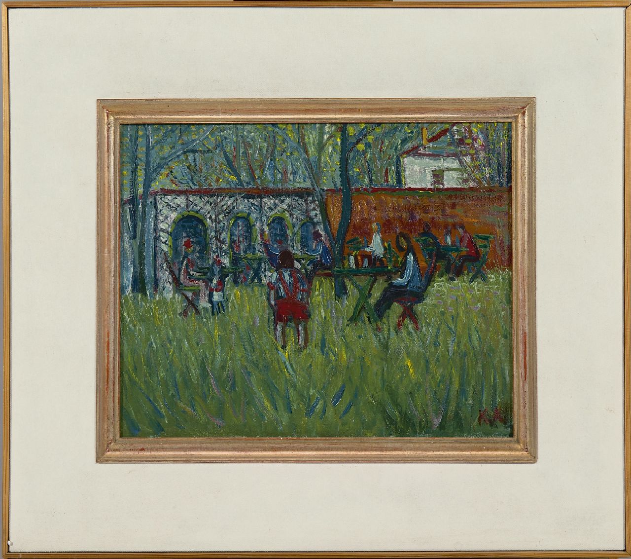Andréa C.  | Cornelis 'Kees' Andréa, Parkterrasje, olieverf op doek 23,0 x 29,0 cm, gesigneerd rechtsonder met initialen en verso voluit
