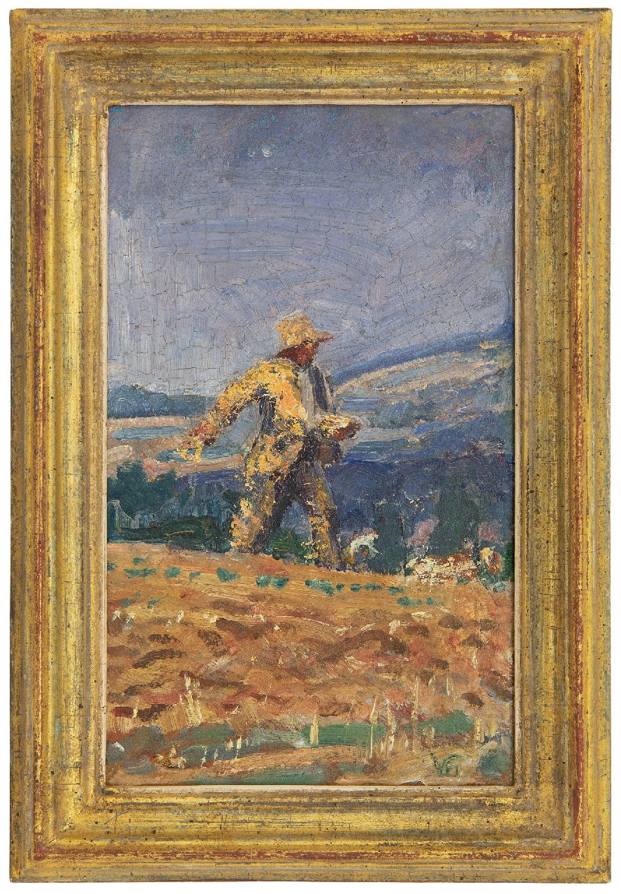 Westermann G.B.J. | Gerhardus Bernardus Josephus 'Gerard' Westermann, Zaaier, olieverf op board 18,1 x 10,9 cm, gesigneerd rechtsonder met monogram Westermann G.B.J. | Gerhardus Bernardus Josephus 'Gerard' Westermann, Zaaier, olieverf op board 18,1 x 10,9 cm, gesigneerd rechtsonder met monogram
