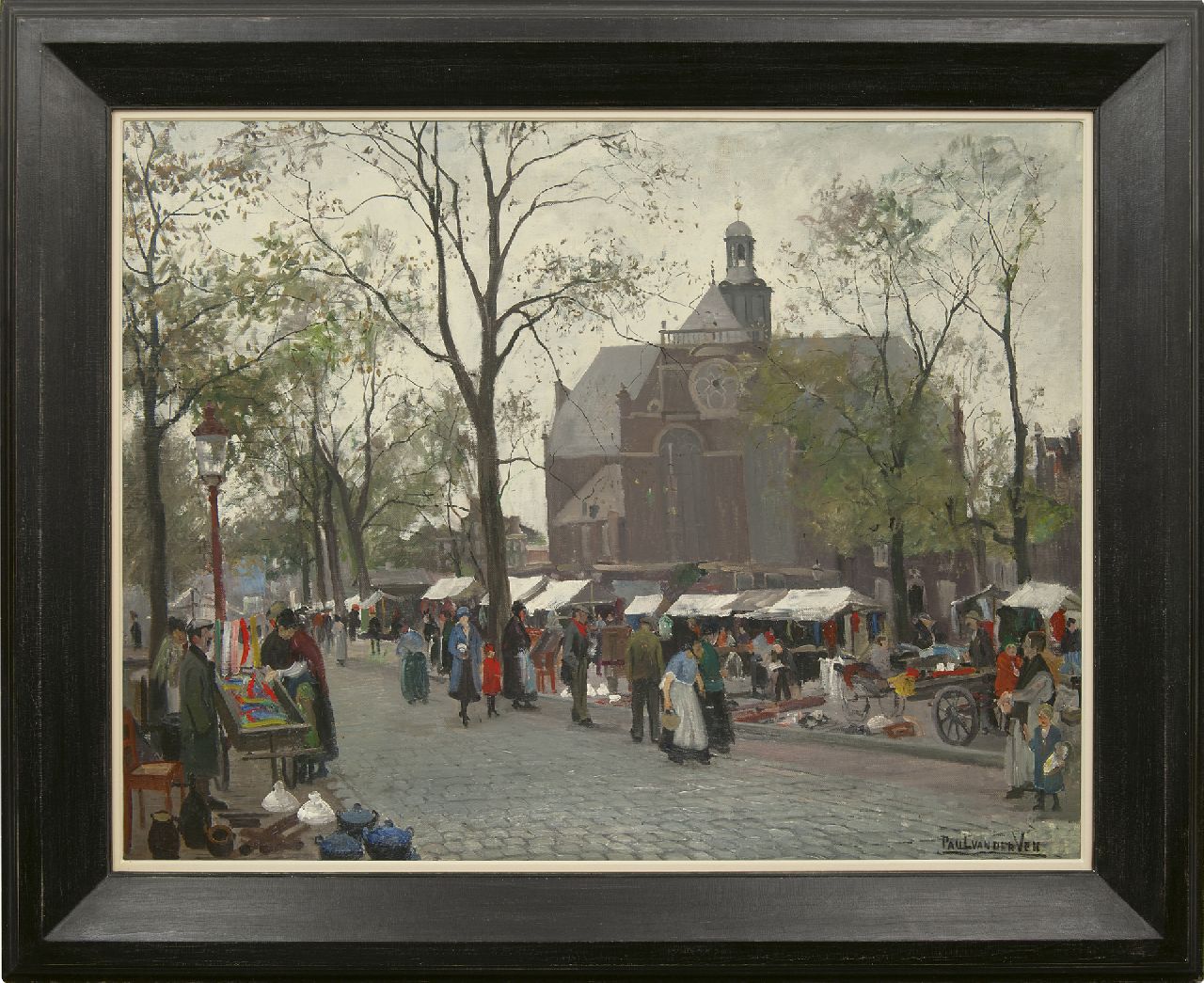 Ven P.J. van der | 'Paul' Jan van der Ven, De Noordermarkt, Amsterdam, olieverf op doek 84,4 x 109,8 cm, gesigneerd rechtsonder en op spieraam Ven P.J. van der | 'Paul' Jan van der Ven, De Noordermarkt, Amsterdam, olieverf op doek 84,4 x 109,8 cm, gesigneerd rechtsonder en op spieraam