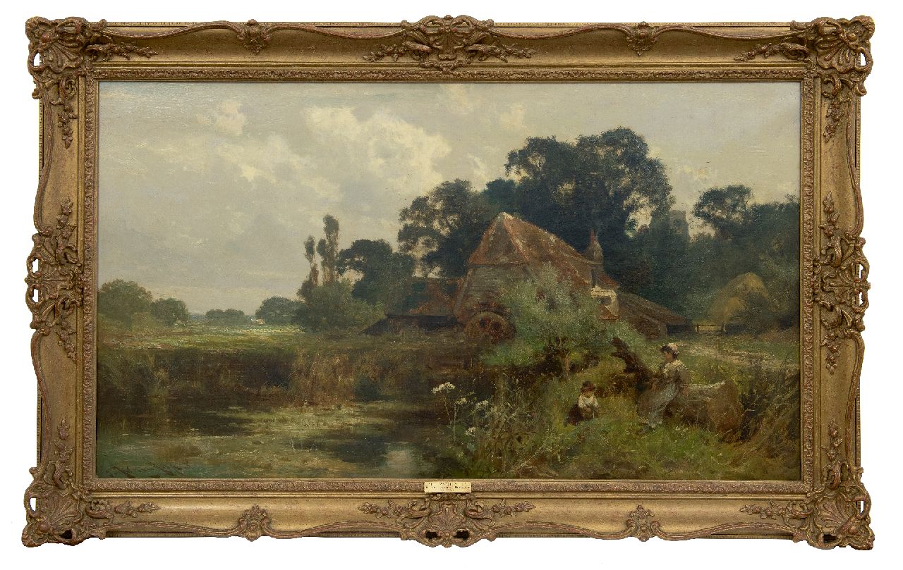 Hooper J.H. | John Horace Hooper | Schilderijen te koop aangeboden | Bij de watermolen, olieverf op doek 61,0 x 107,0 cm, gesigneerd linksonder en te dateren ca. 1890 Hooper J.H. | John Horace Hooper | Schilderijen te koop aangeboden | Bij de watermolen, olieverf op doek 61,0 x 107,0 cm, gesigneerd linksonder en te dateren ca. 1890